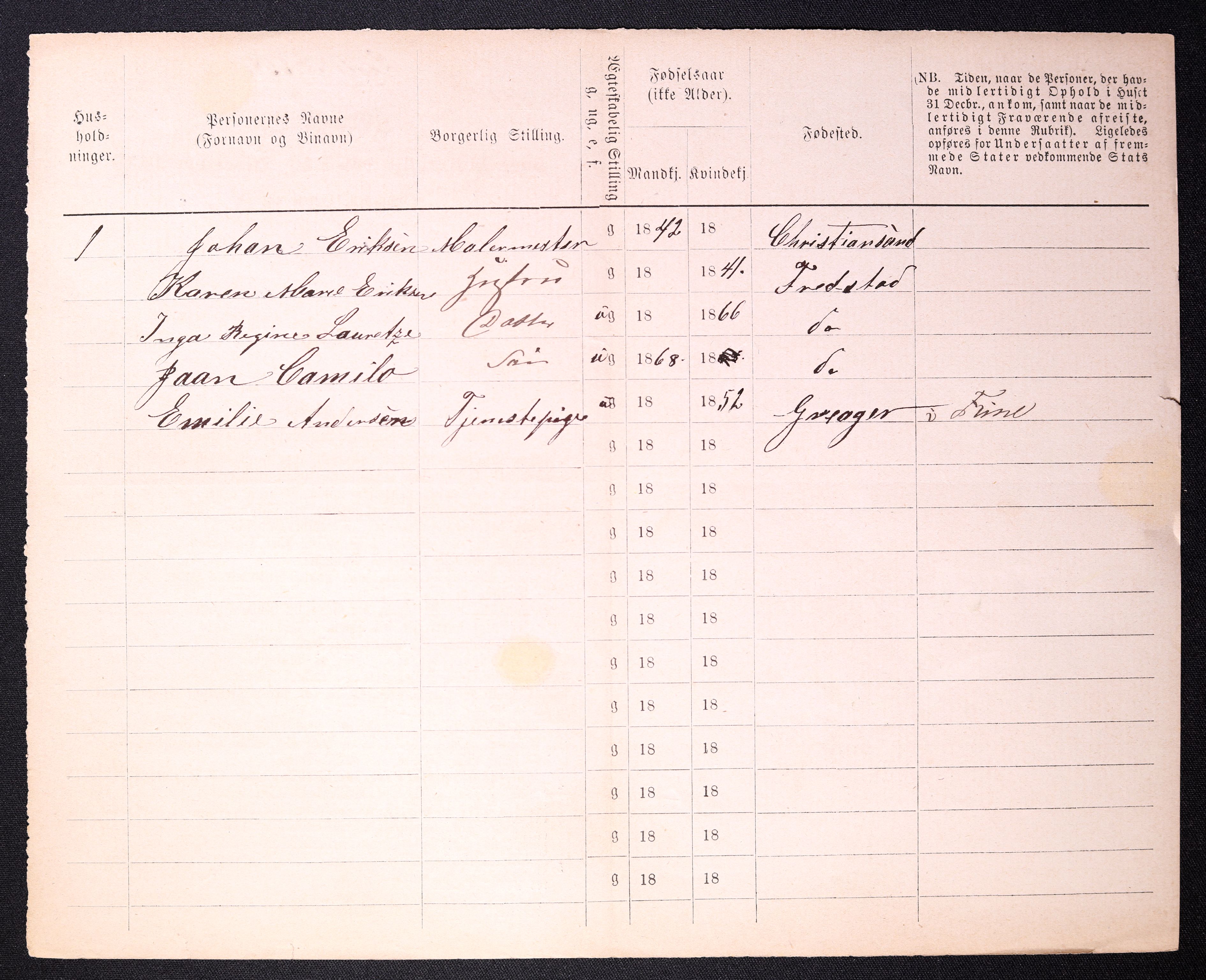 RA, 1870 census for 0103 Fredrikstad, 1870, p. 1104