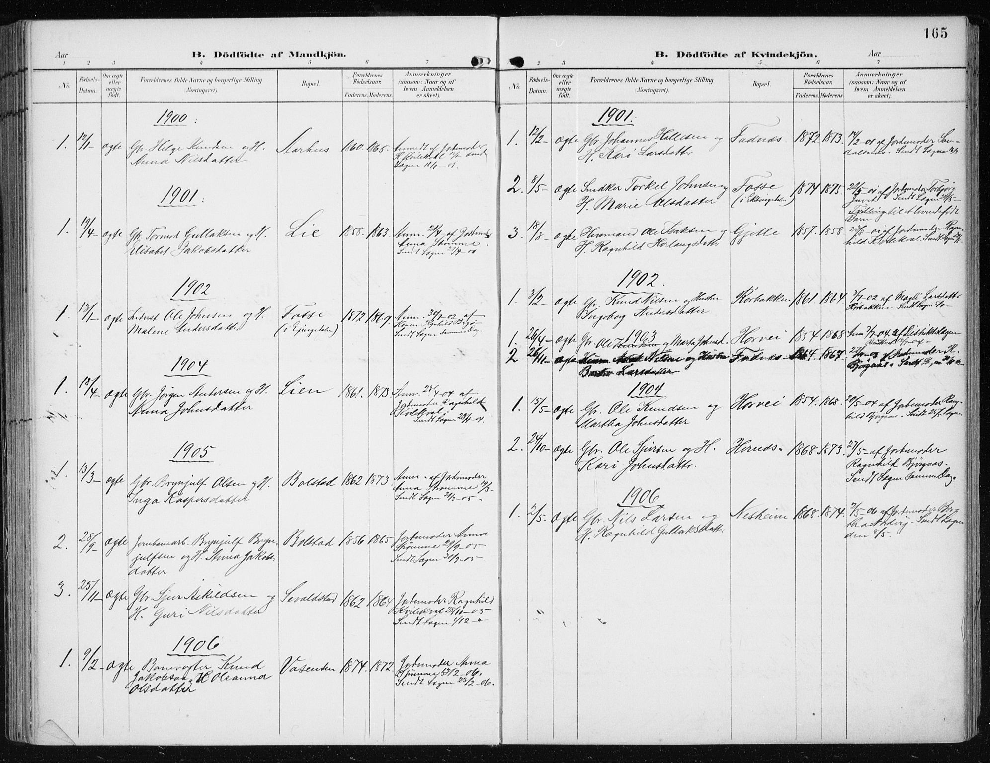 Evanger sokneprestembete, SAB/A-99924: Parish register (official) no. A  3, 1900-1930, p. 165