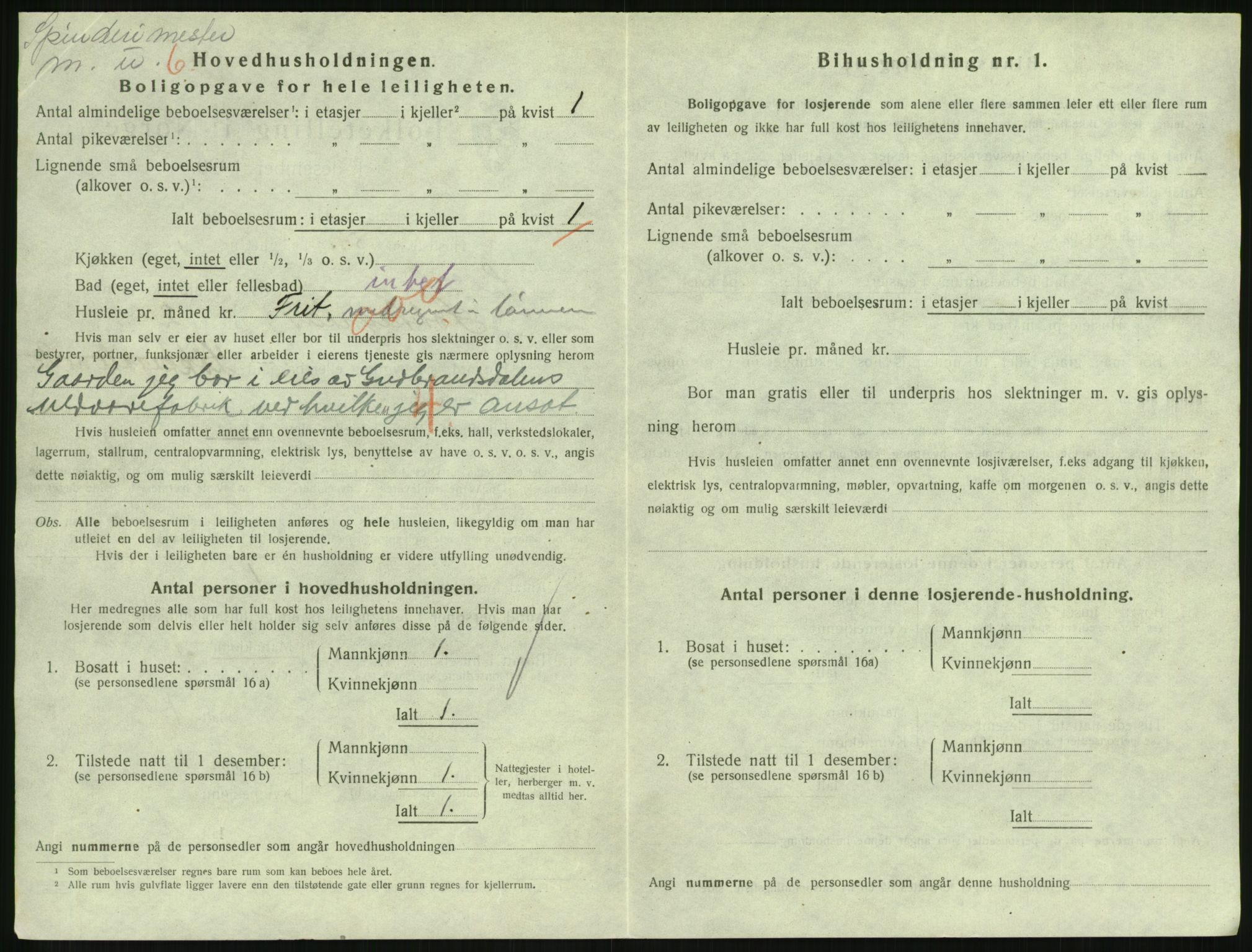 SAH, 1920 census for Lillehammer, 1920, p. 3369