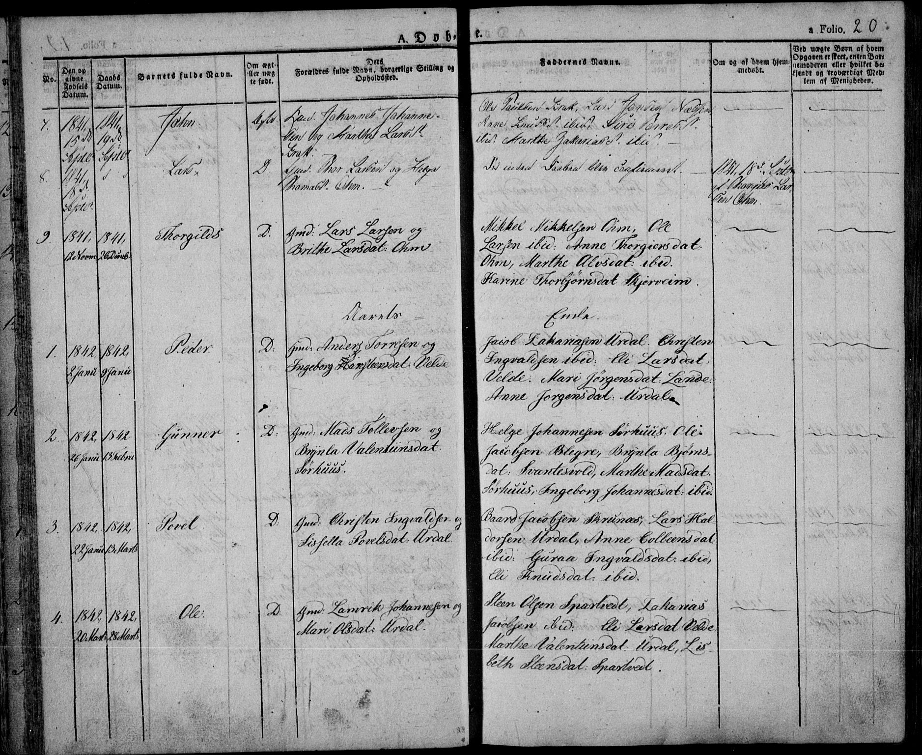 Skjold sokneprestkontor, AV/SAST-A-101847/H/Ha/Haa/L0005: Parish register (official) no. A 5, 1830-1856, p. 20