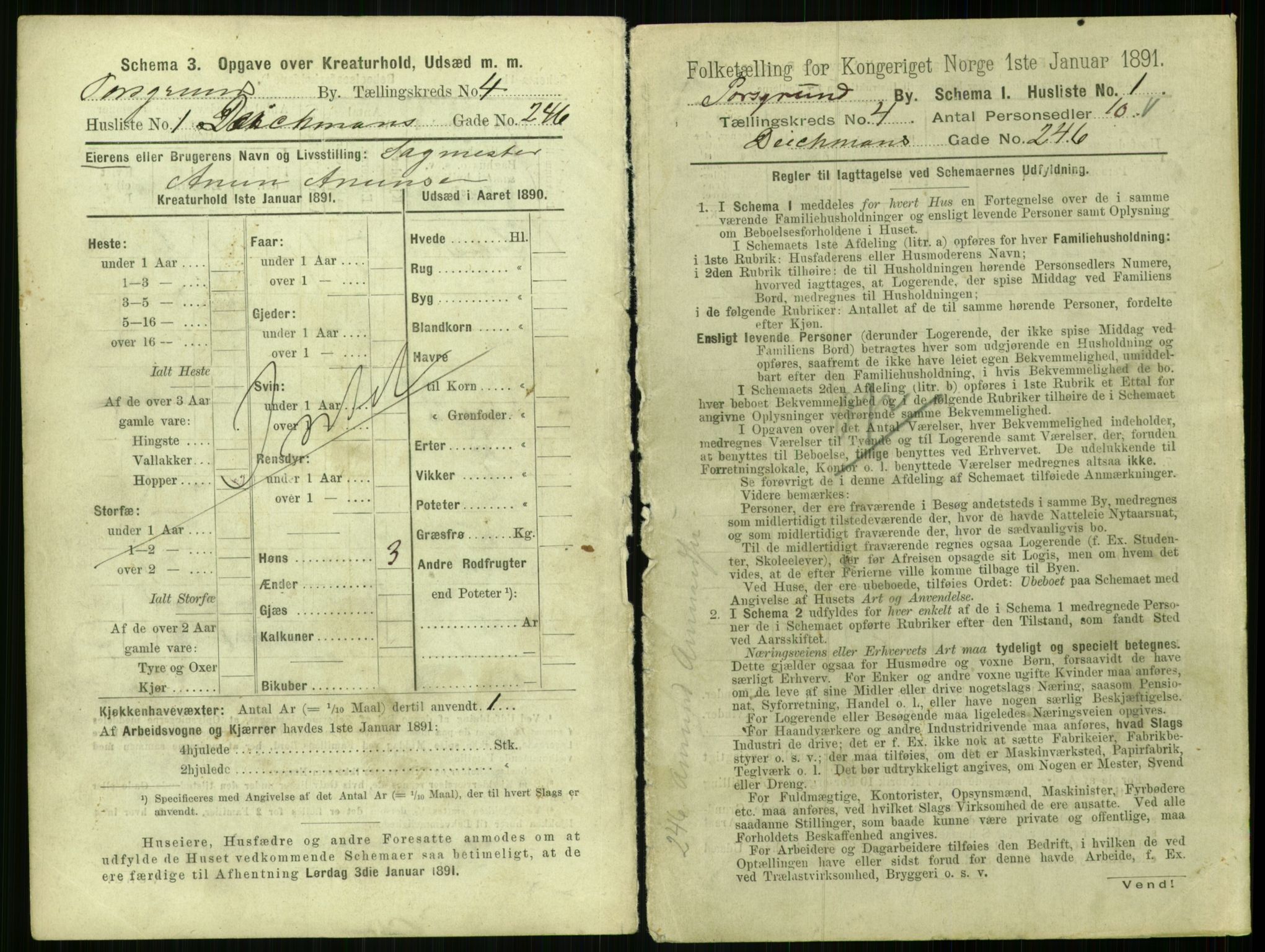 RA, 1891 census for 0805 Porsgrunn, 1891, p. 783