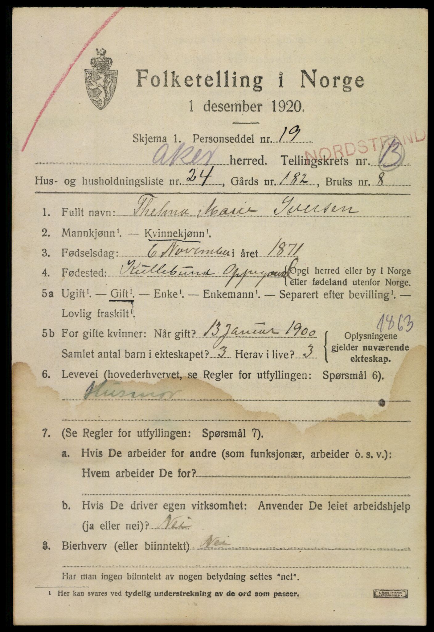 SAO, 1920 census for Aker, 1920, p. 77592