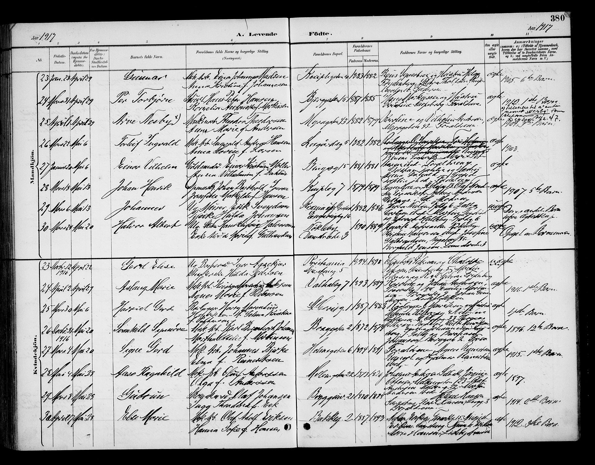 Fredrikstad domkirkes prestekontor Kirkebøker, AV/SAO-A-10906/G/Ga/L0002: Parish register (copy) no. 2, 1894-1918, p. 380