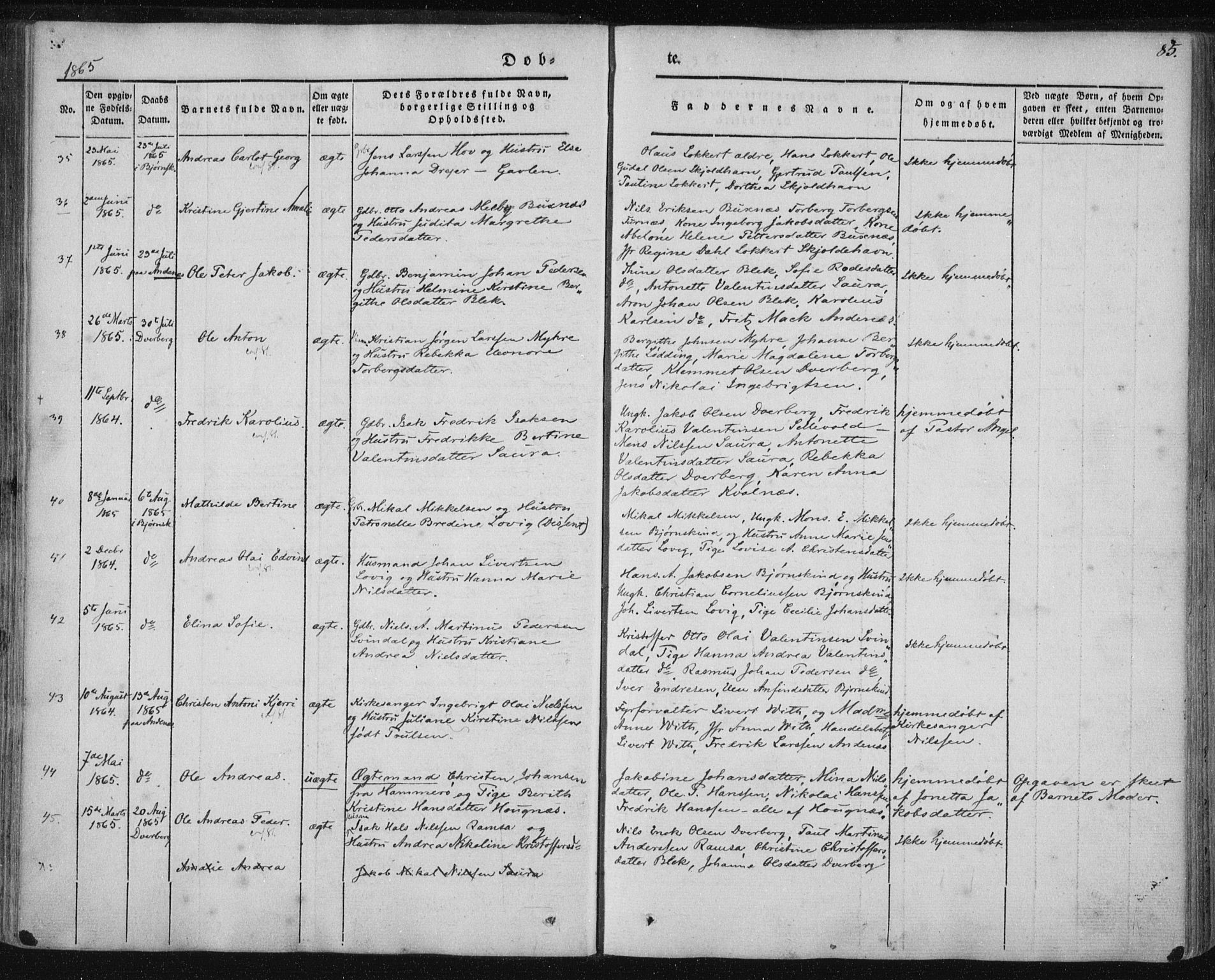 Ministerialprotokoller, klokkerbøker og fødselsregistre - Nordland, SAT/A-1459/897/L1396: Parish register (official) no. 897A04, 1842-1866, p. 85