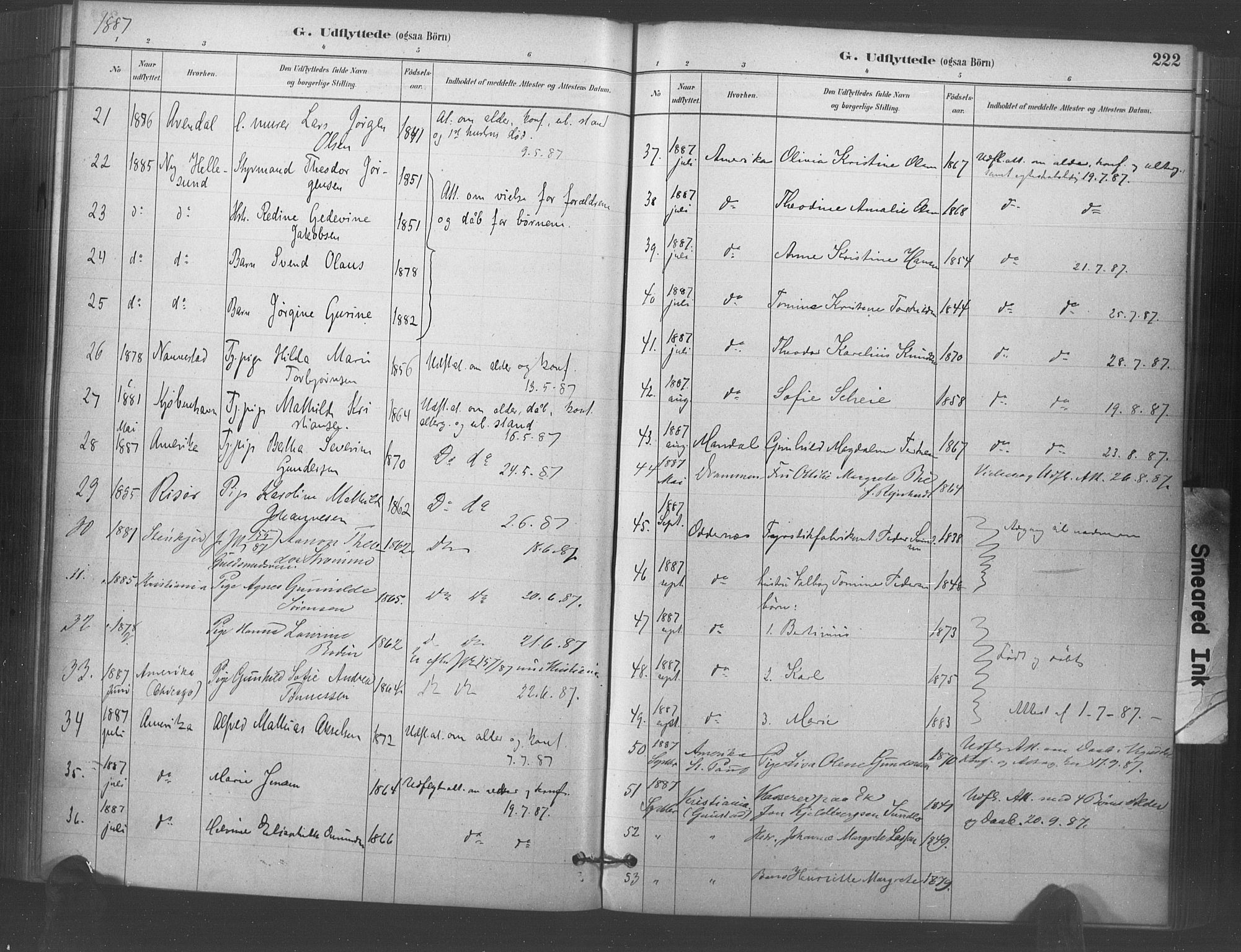 Kristiansand domprosti, AV/SAK-1112-0006/F/Fa/L0018: Parish register (official) no. A 17, 1880-1892, p. 222