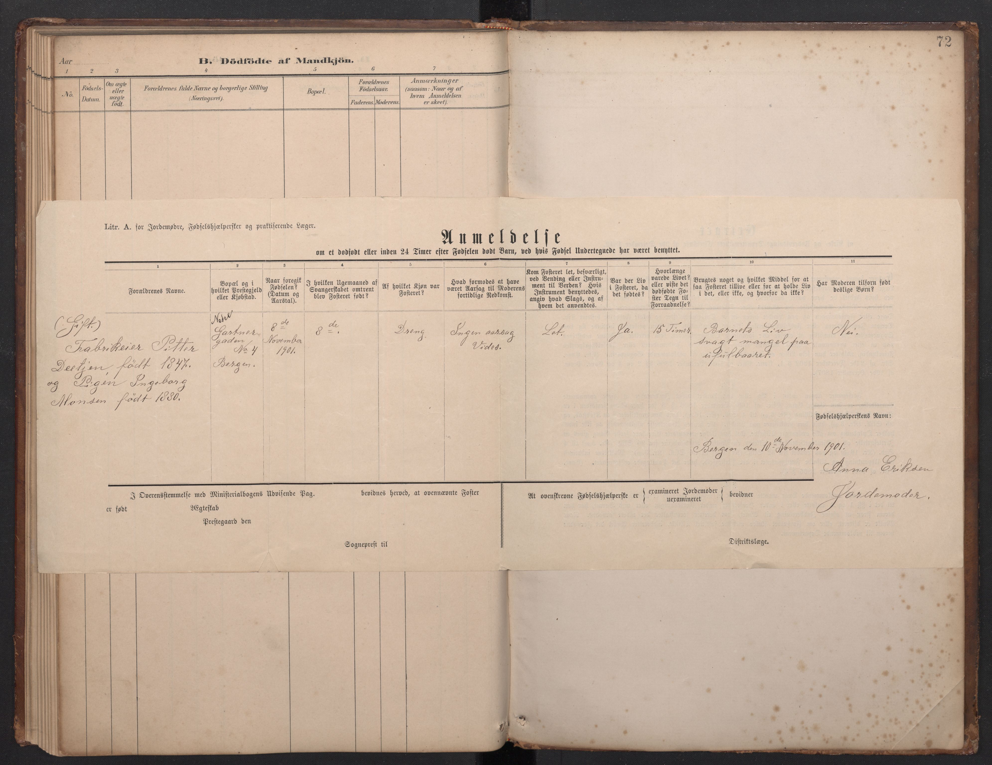 Domkirken sokneprestembete, SAB/A-74801/H/Haa/L0049: Parish register (official) no. G 1, 1882-1922, p. 71b-72a