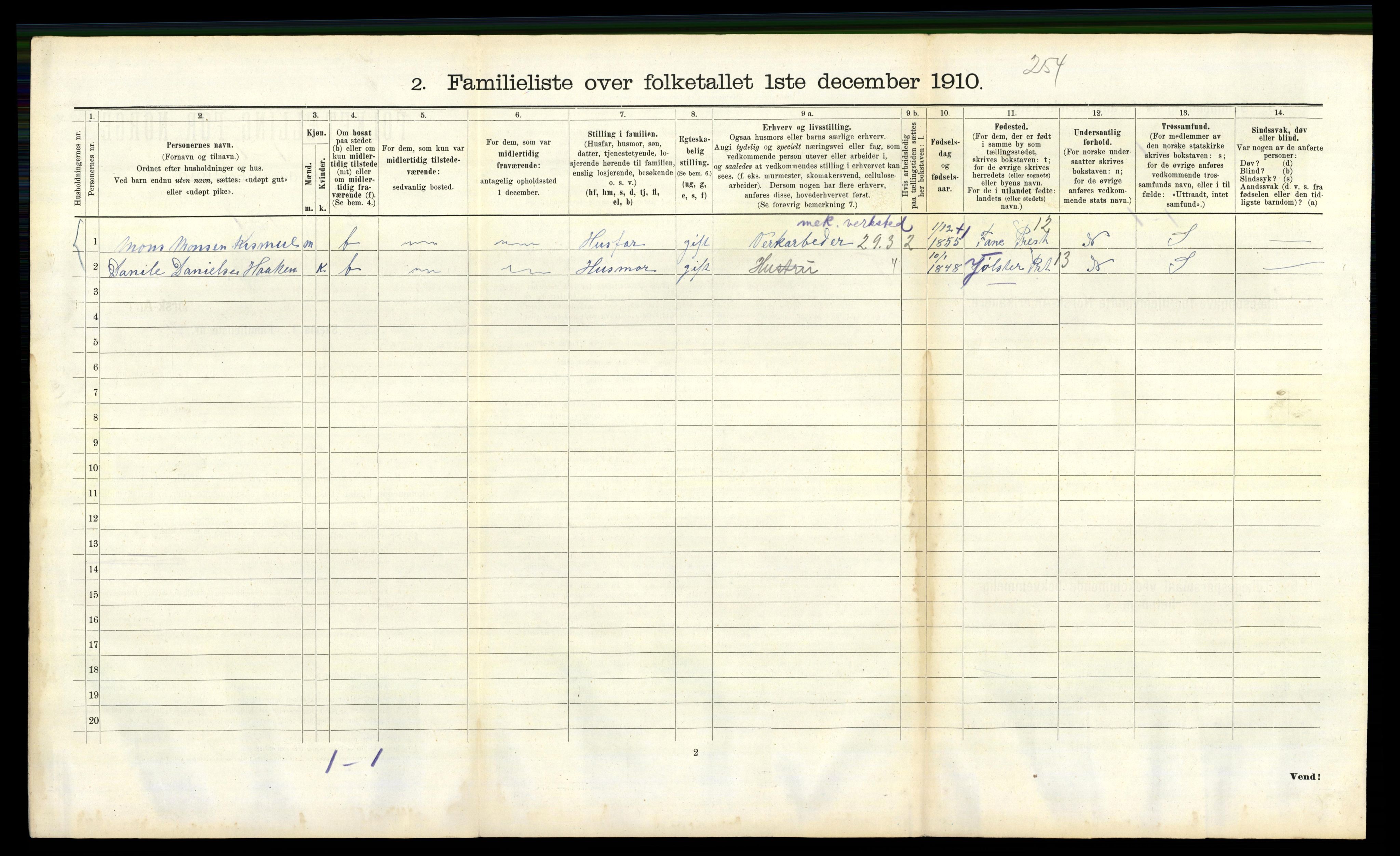 RA, 1910 census for Bergen, 1910, p. 2872