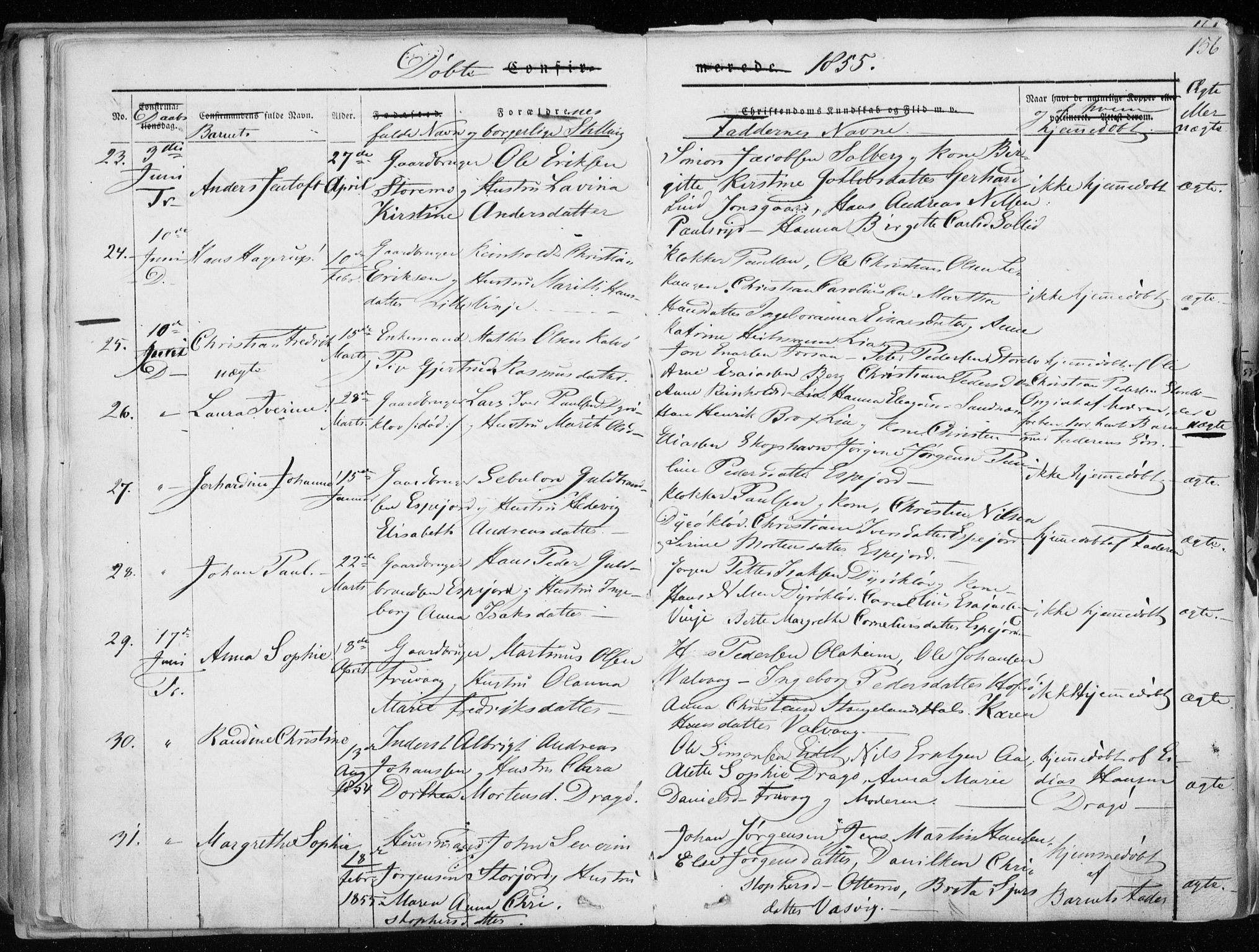 Tranøy sokneprestkontor, AV/SATØ-S-1313/I/Ia/Iaa/L0006kirke: Parish register (official) no. 6, 1844-1855, p. 156