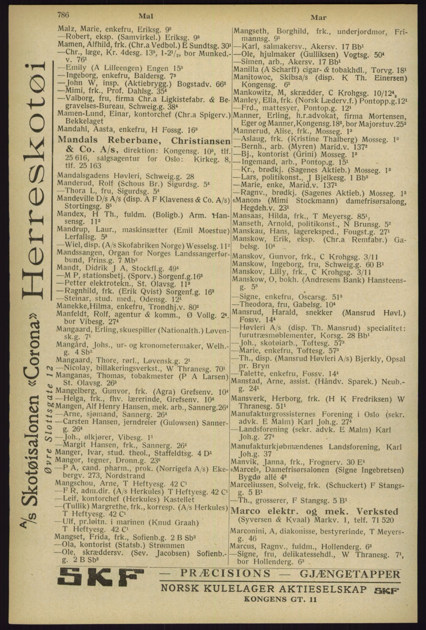 Kristiania/Oslo adressebok, PUBL/-, 1929, p. 786