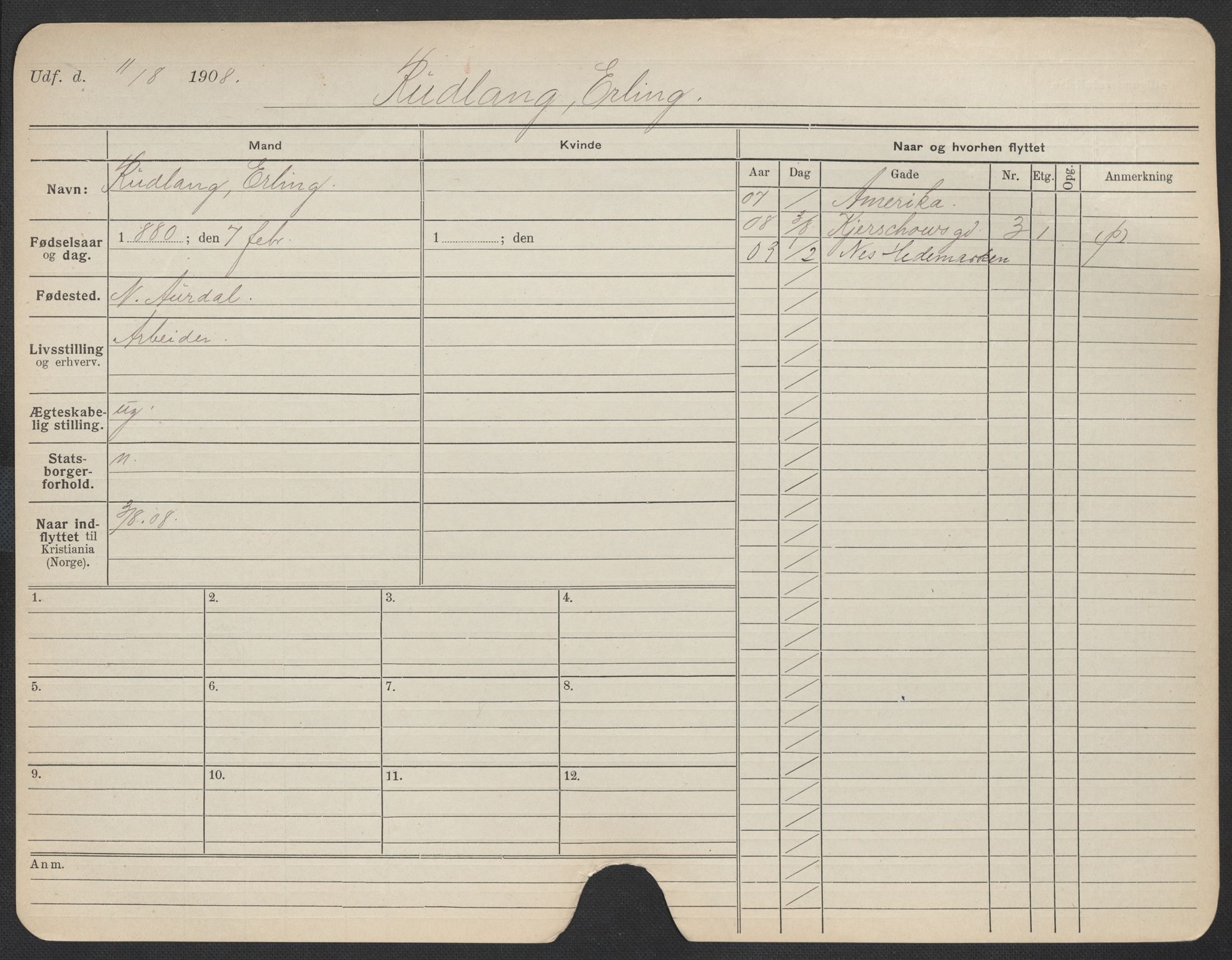 Oslo folkeregister, Registerkort, SAO/A-11715/F/Fa/Fac/L0009: Menn, 1906-1914, p. 729a