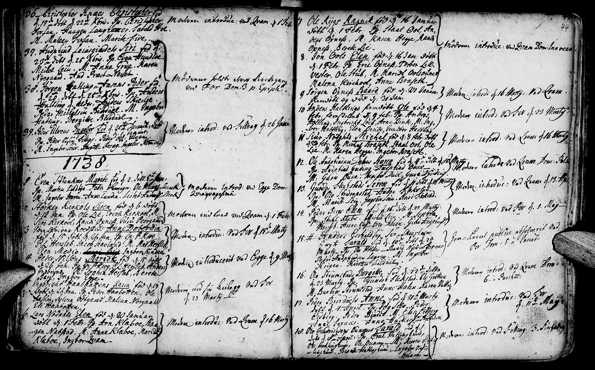 Ministerialprotokoller, klokkerbøker og fødselsregistre - Nord-Trøndelag, SAT/A-1458/746/L0439: Parish register (official) no. 746A01, 1688-1759, p. 44