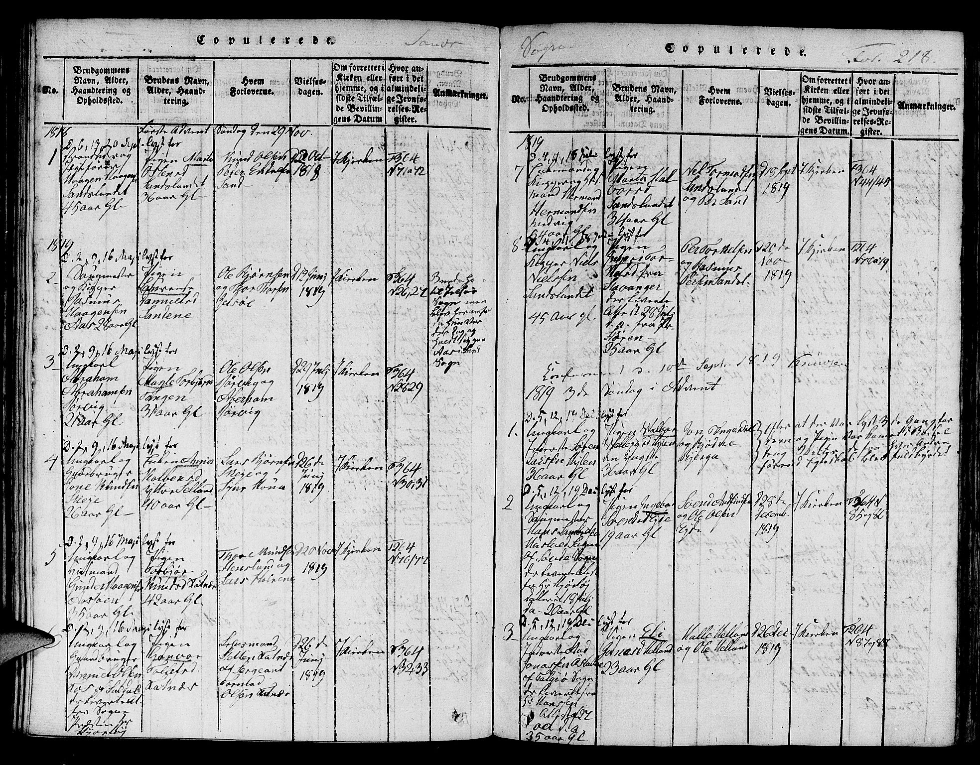 Jelsa sokneprestkontor, SAST/A-101842/01/V: Parish register (copy) no. B 1 /2, 1816-1828, p. 218