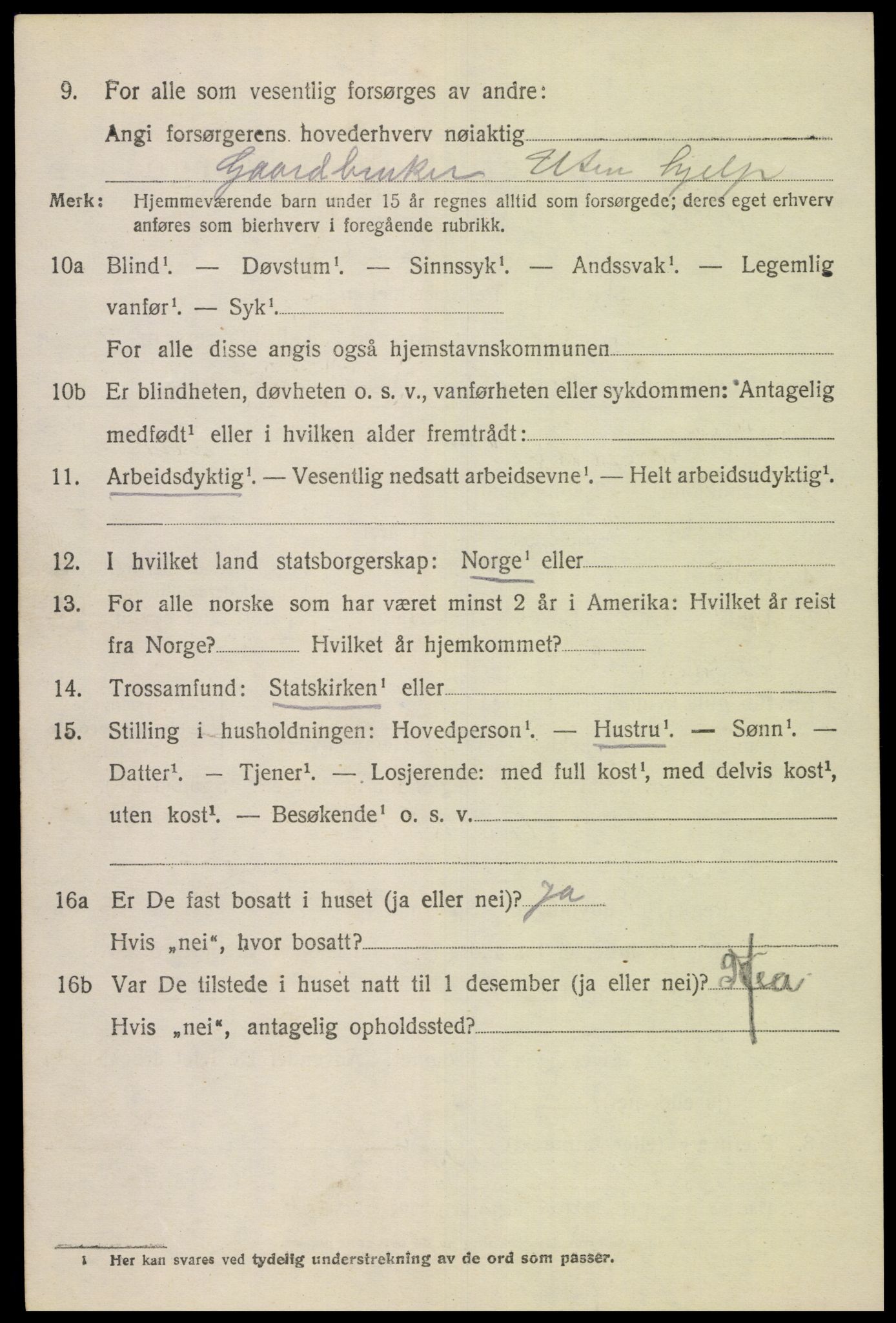 SAK, 1920 census for Gyland, 1920, p. 1041