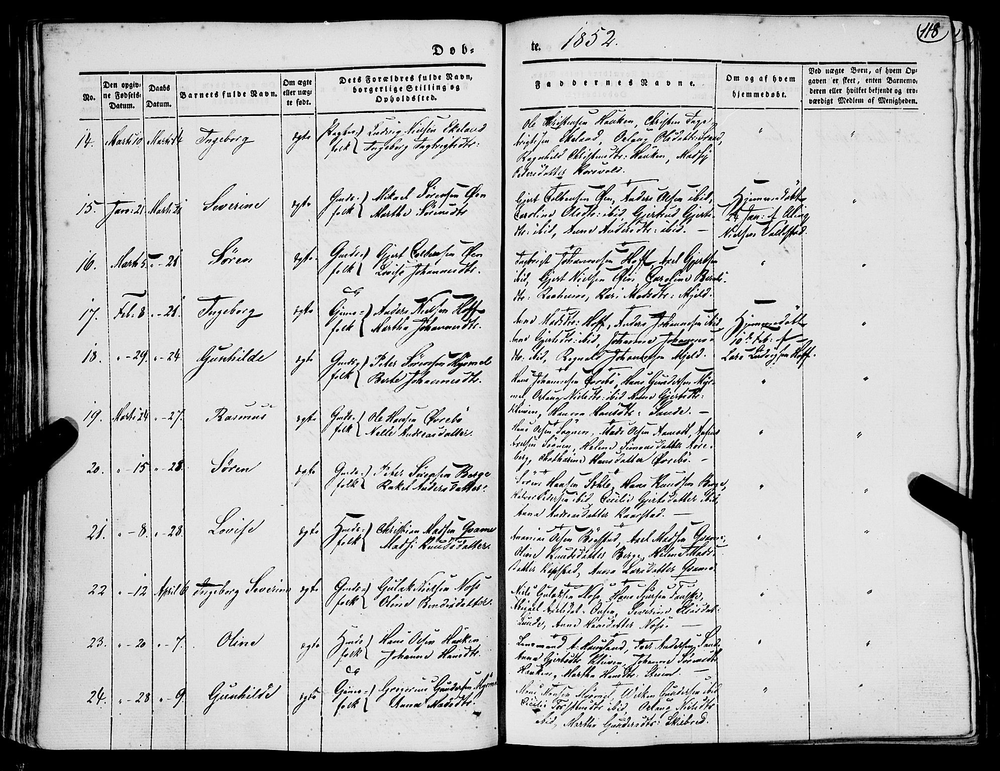 Gaular sokneprestembete, AV/SAB-A-80001/H/Haa: Parish register (official) no. A 4I, 1840-1859, p. 118