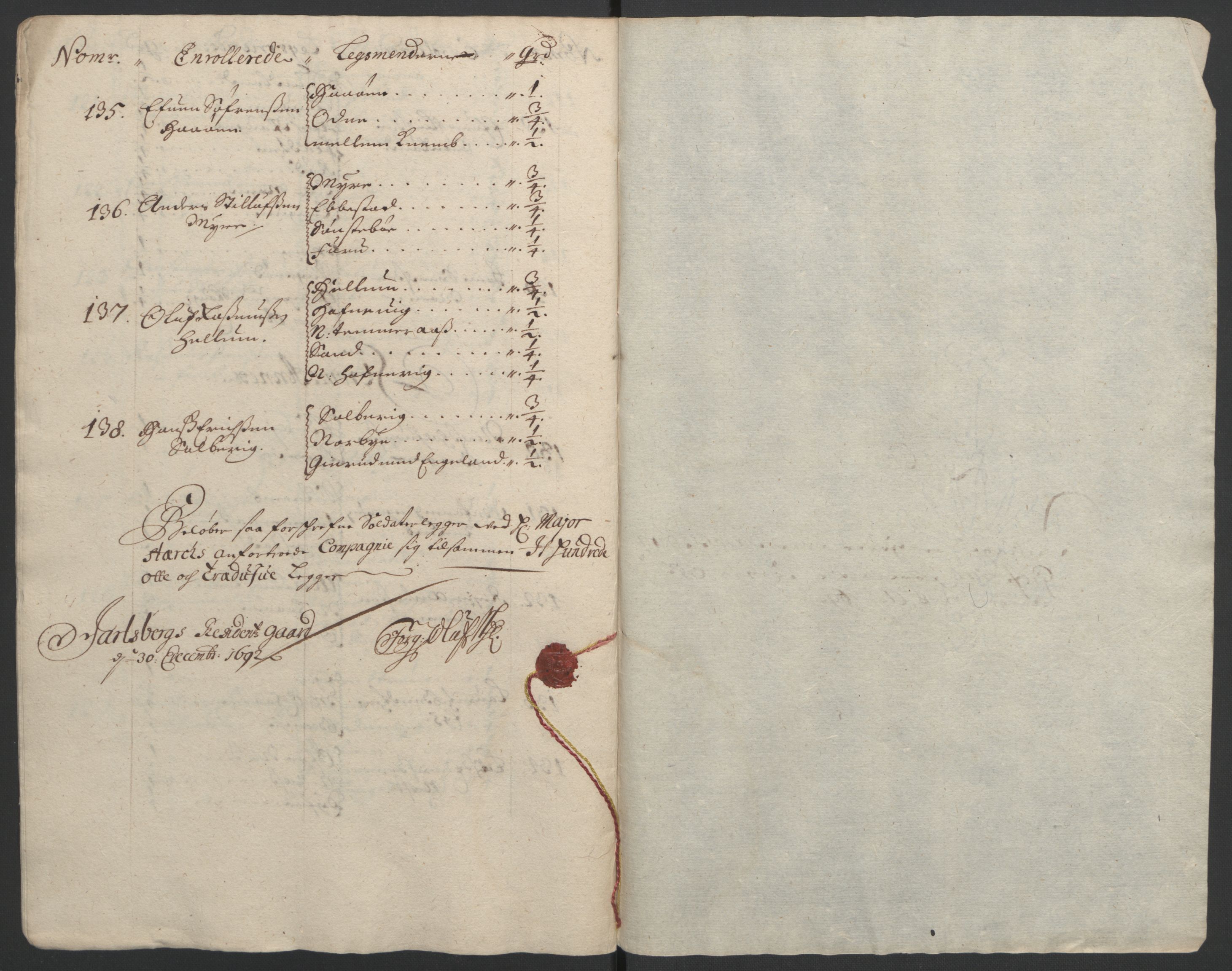 Rentekammeret inntil 1814, Reviderte regnskaper, Fogderegnskap, RA/EA-4092/R32/L1865: Fogderegnskap Jarlsberg grevskap, 1692, p. 215