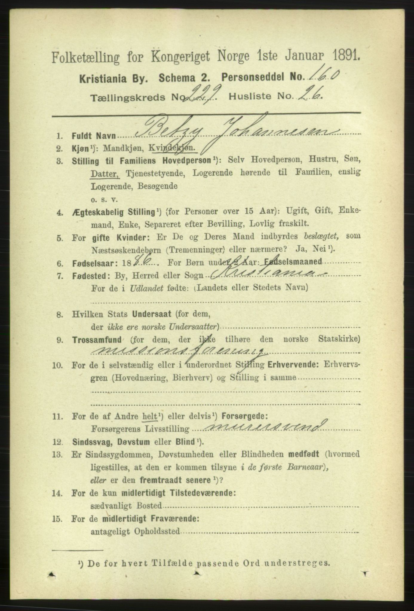 RA, 1891 census for 0301 Kristiania, 1891, p. 141310
