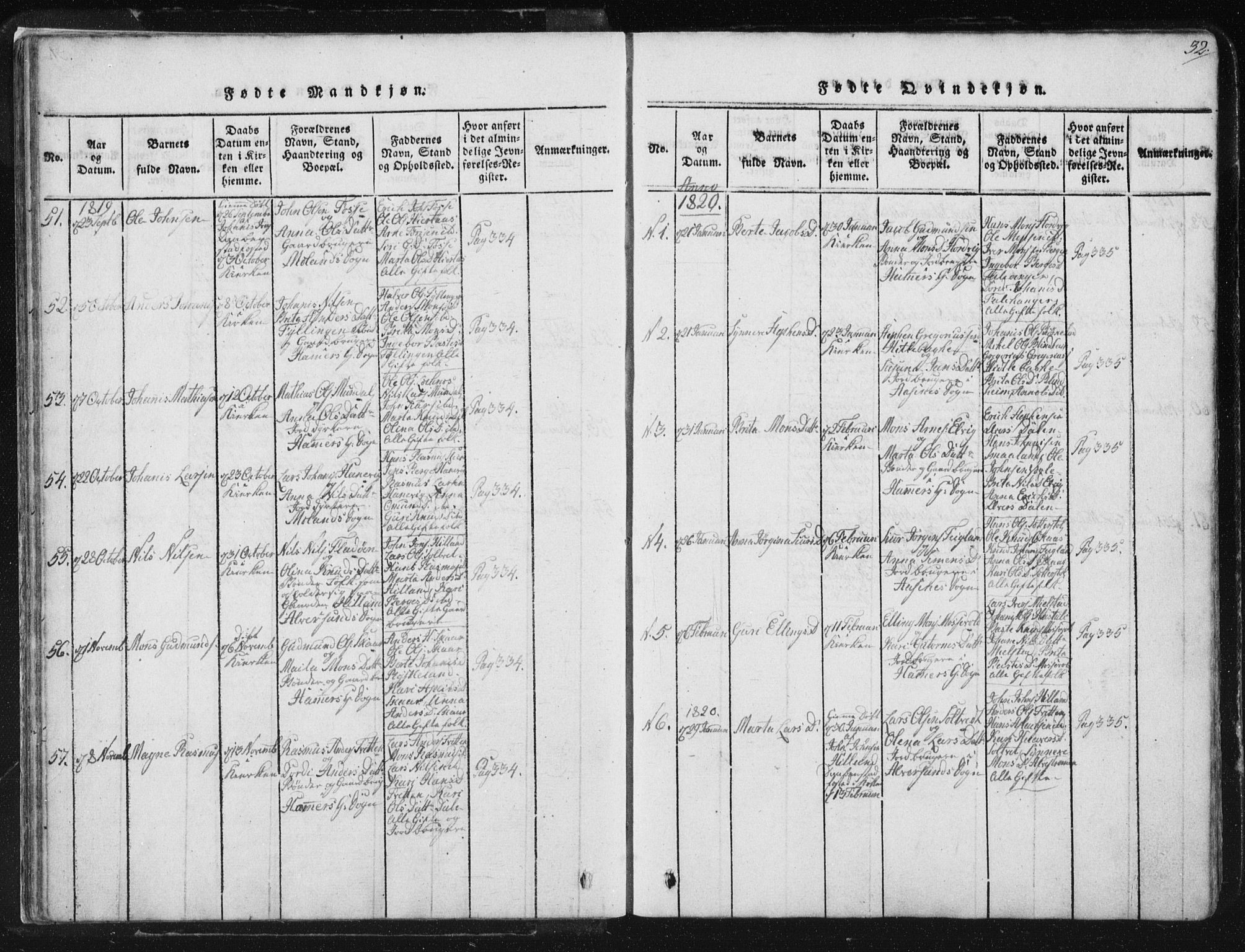 Hamre sokneprestembete, SAB/A-75501/H/Ha/Haa/Haaa/L0010: Parish register (official) no. A 10, 1816-1826, p. 32
