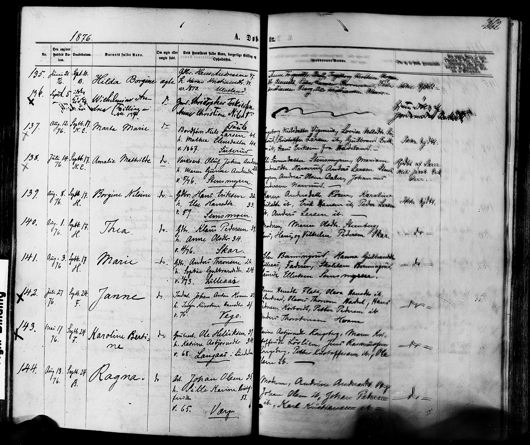 Eiker kirkebøker, AV/SAKO-A-4/F/Fa/L0017: Parish register (official) no. I 17, 1869-1877, p. 262