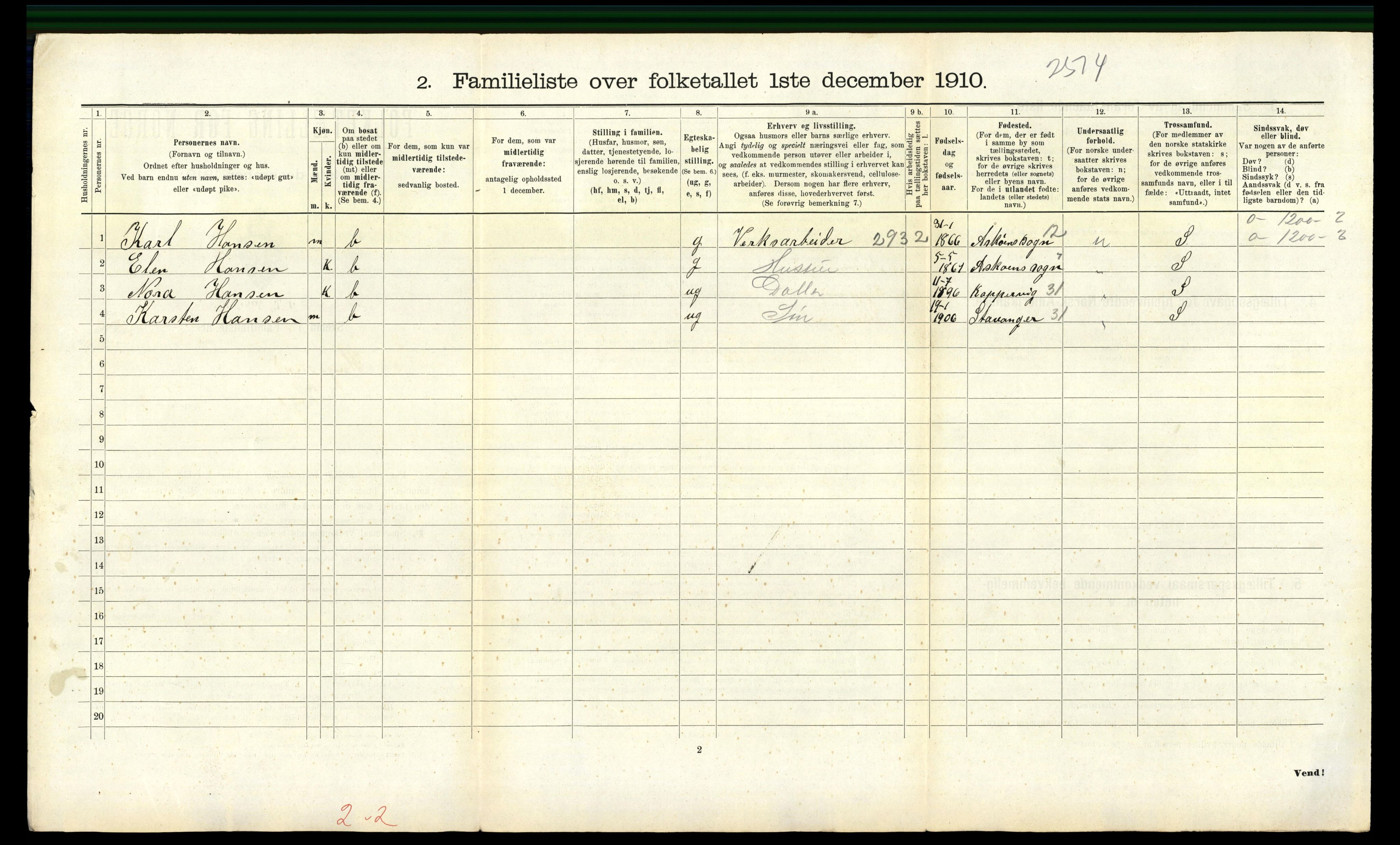 RA, 1910 census for Haugesund, 1910, p. 6005