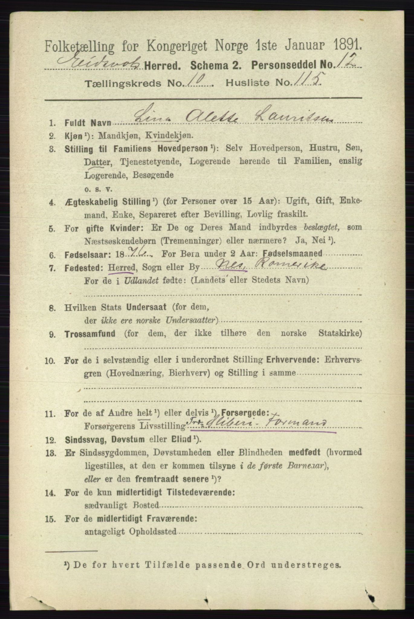 RA, 1891 census for 0237 Eidsvoll, 1891, p. 7571