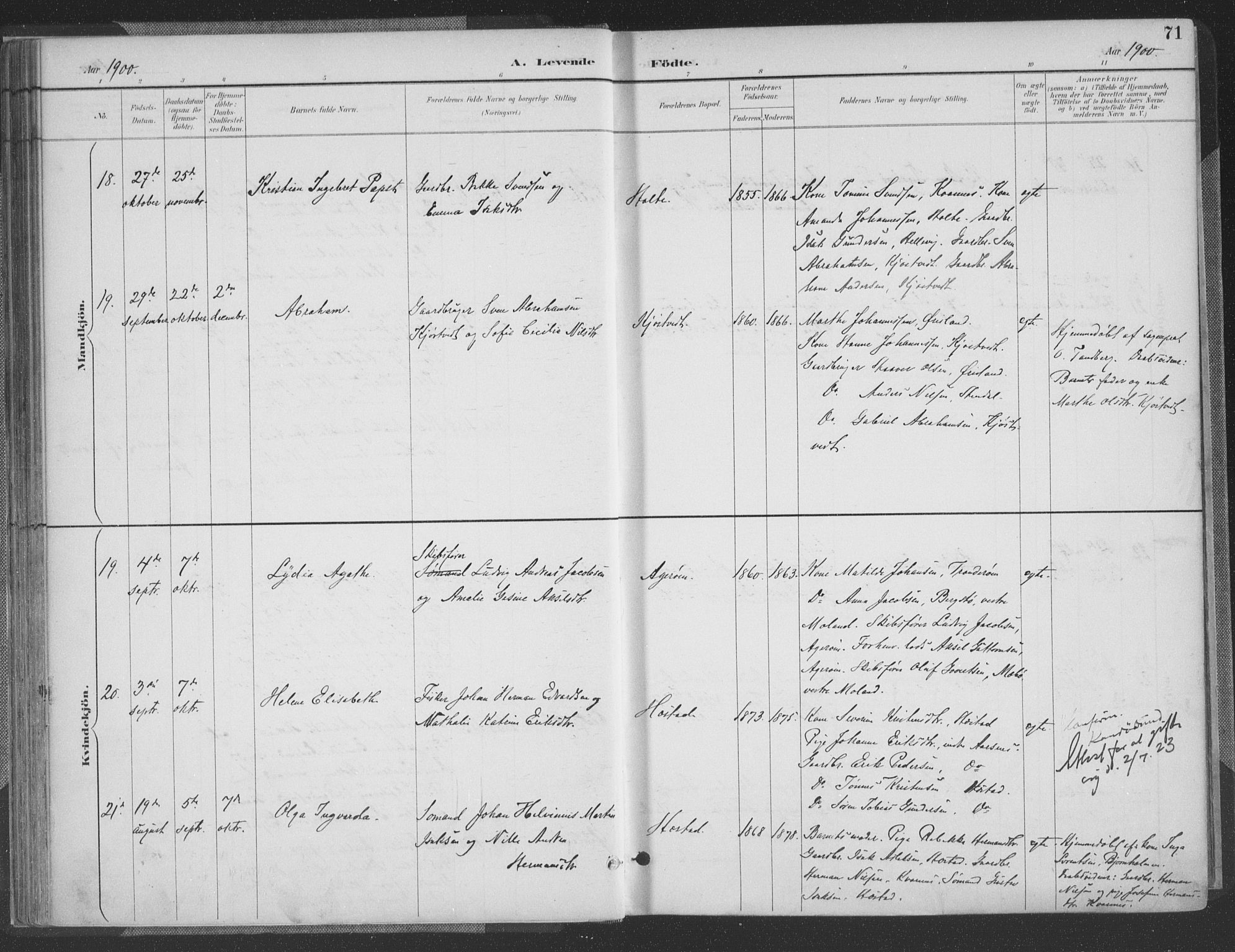 Høvåg sokneprestkontor, AV/SAK-1111-0025/F/Fa/L0006: Parish register (official) no. A 6, 1894-1923, p. 71