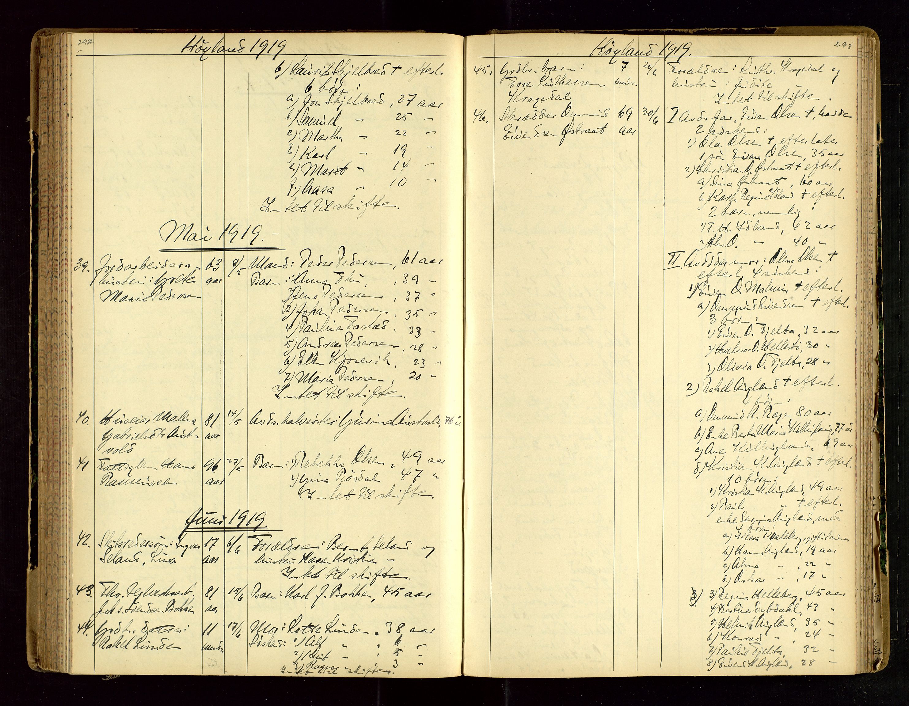 Jæren sorenskriveri, AV/SAST-A-100310/01/5/52/52B/L0003: DØDSFALLPROTOKOLL, 1910-1916, p. 292-293