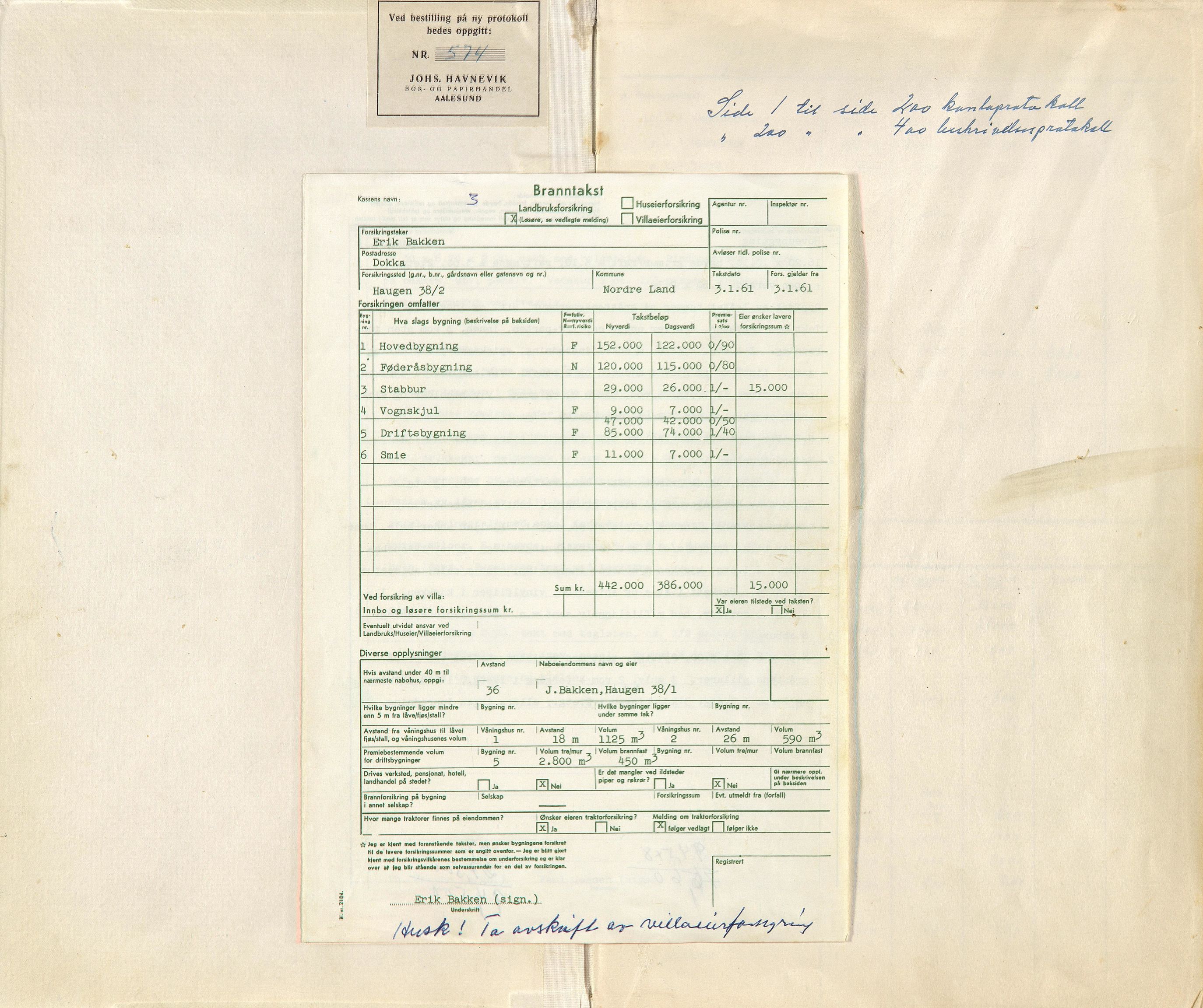 Veøy Branntrygdelag, ROMS/R.Ark.1005/H/L0039: Takstprotokoll, Nesjestranda, 1951-1962