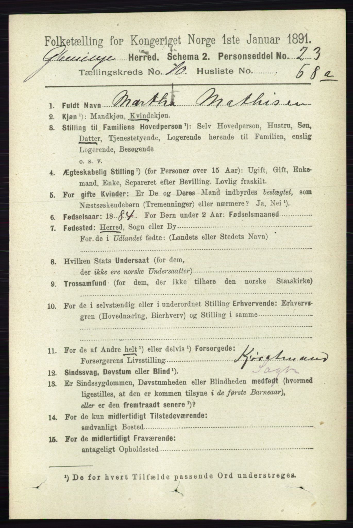 RA, 1891 census for 0132 Glemmen, 1891, p. 10478