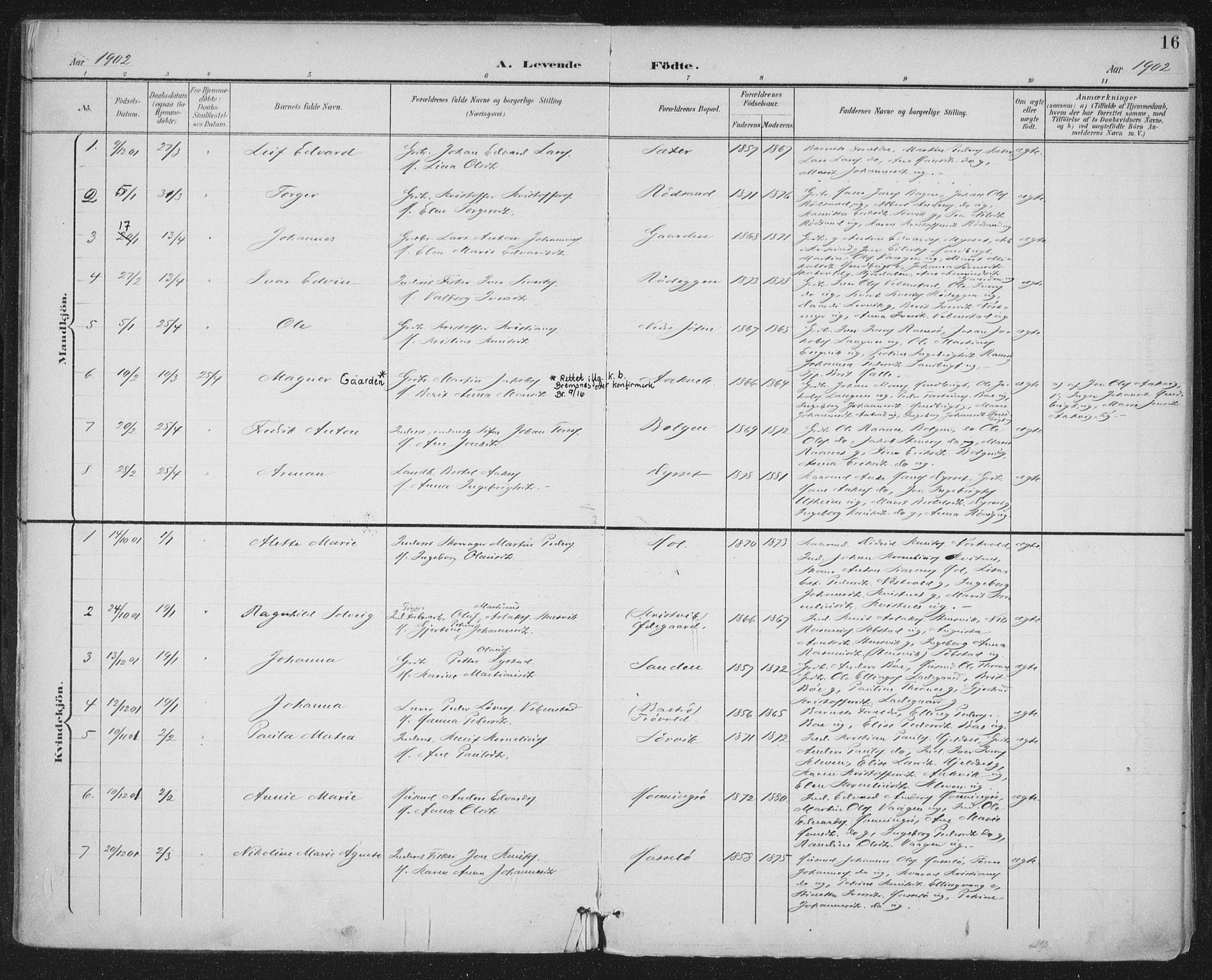 Ministerialprotokoller, klokkerbøker og fødselsregistre - Møre og Romsdal, SAT/A-1454/569/L0820: Parish register (official) no. 569A06, 1900-1911, p. 16