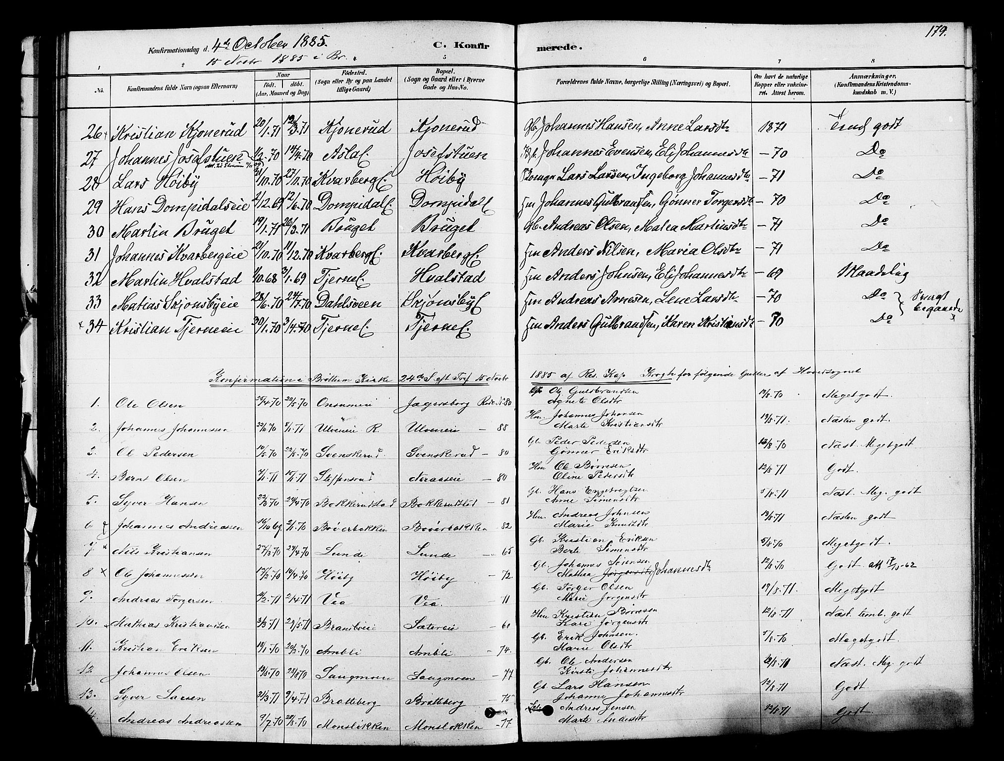 Ringsaker prestekontor, AV/SAH-PREST-014/K/Ka/L0012: Parish register (official) no. 12, 1879-1890, p. 179