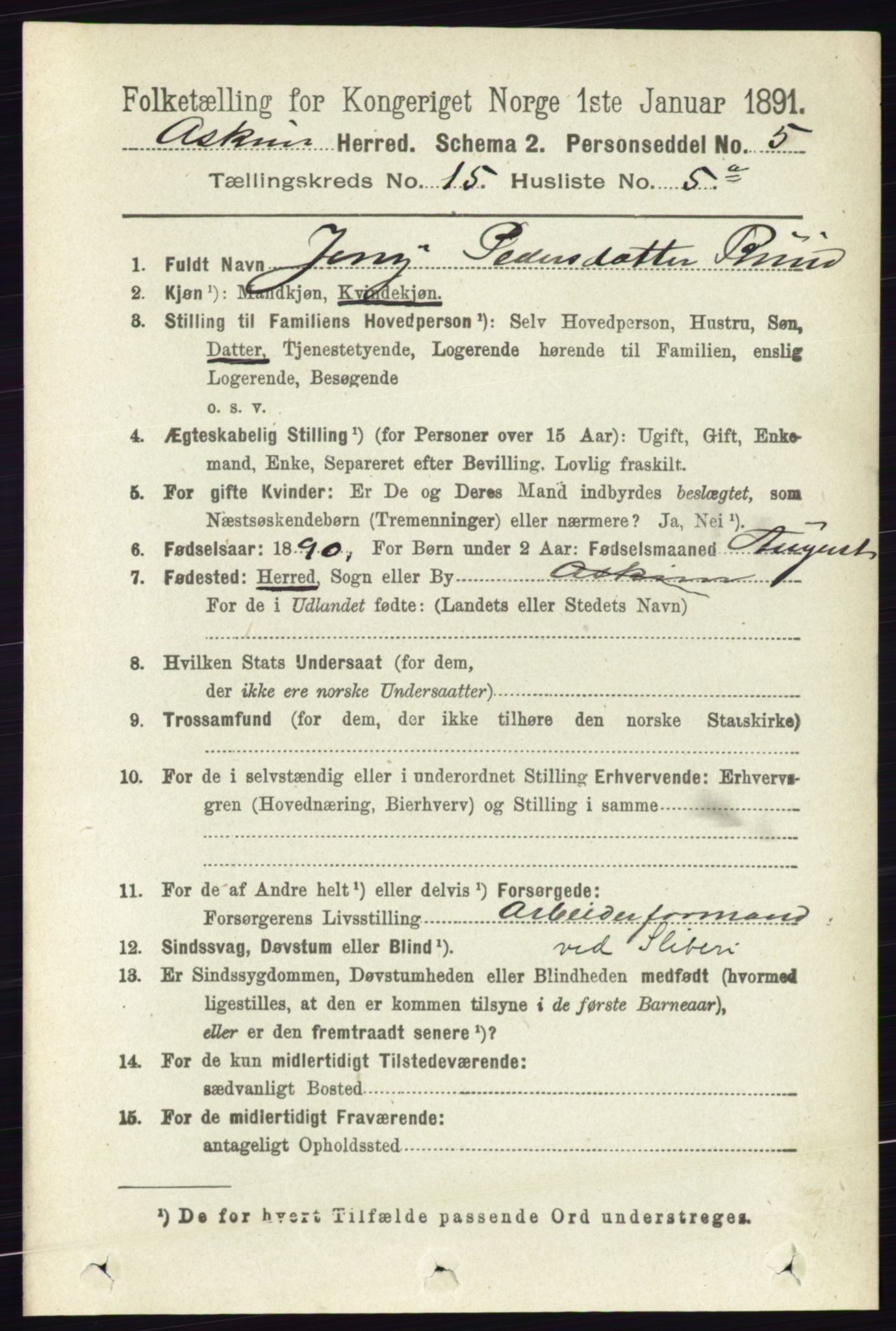 RA, 1891 census for 0124 Askim, 1891, p. 2459