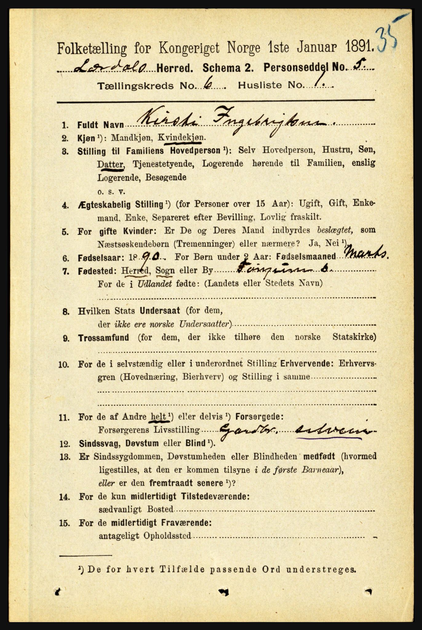 RA, 1891 census for 1422 Lærdal, 1891, p. 468