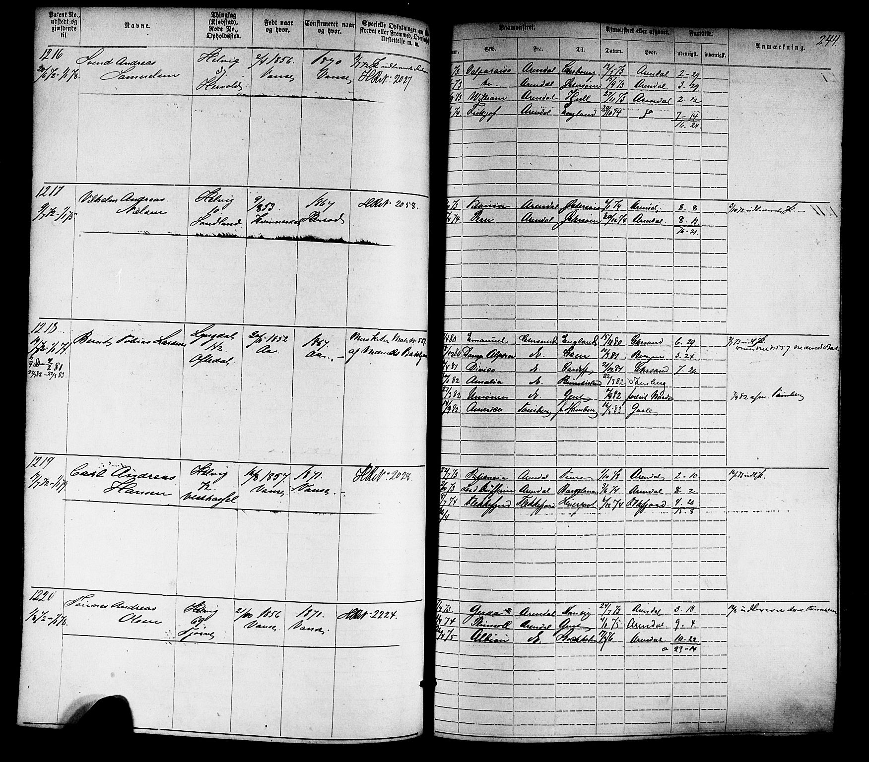 Farsund mønstringskrets, SAK/2031-0017/F/Fa/L0005: Annotasjonsrulle nr 1-1910 med register, Z-2, 1869-1877, p. 274
