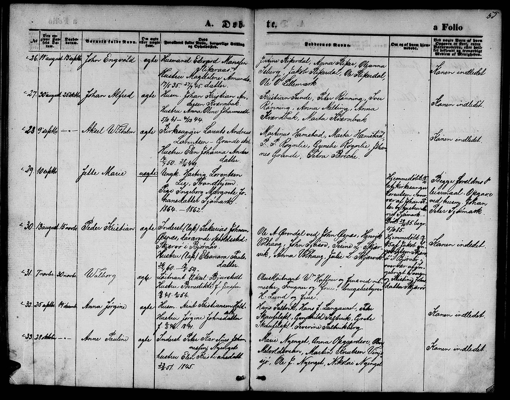 Ministerialprotokoller, klokkerbøker og fødselsregistre - Nord-Trøndelag, AV/SAT-A-1458/733/L0326: Parish register (copy) no. 733C01, 1871-1887, p. 55