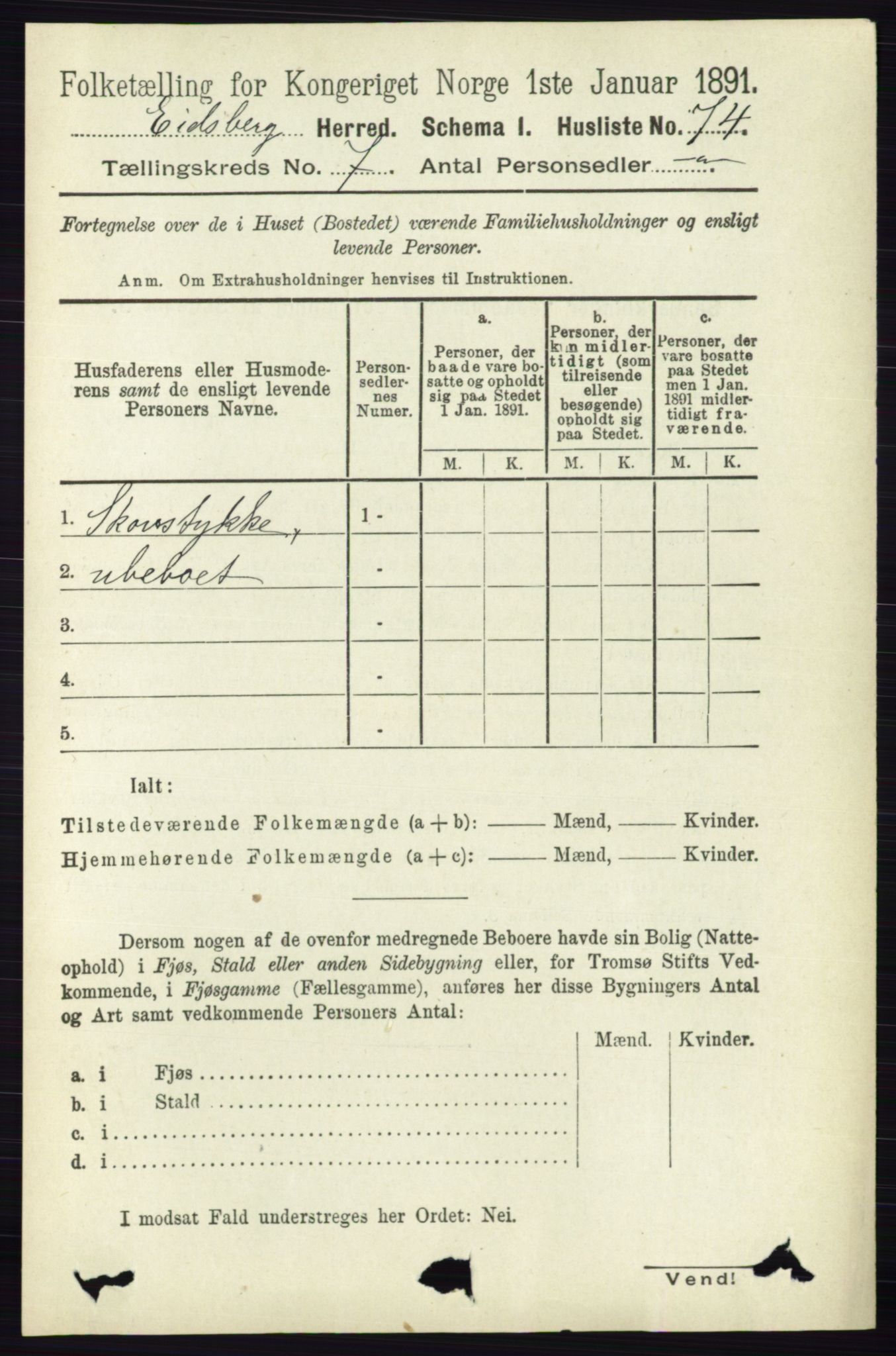 RA, 1891 census for 0125 Eidsberg, 1891, p. 4100