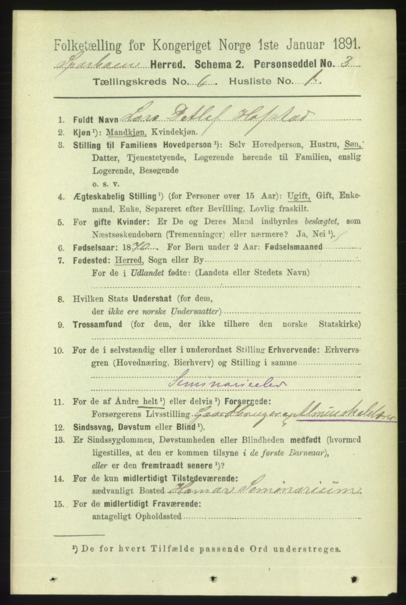 RA, 1891 census for 1731 Sparbu, 1891, p. 2154