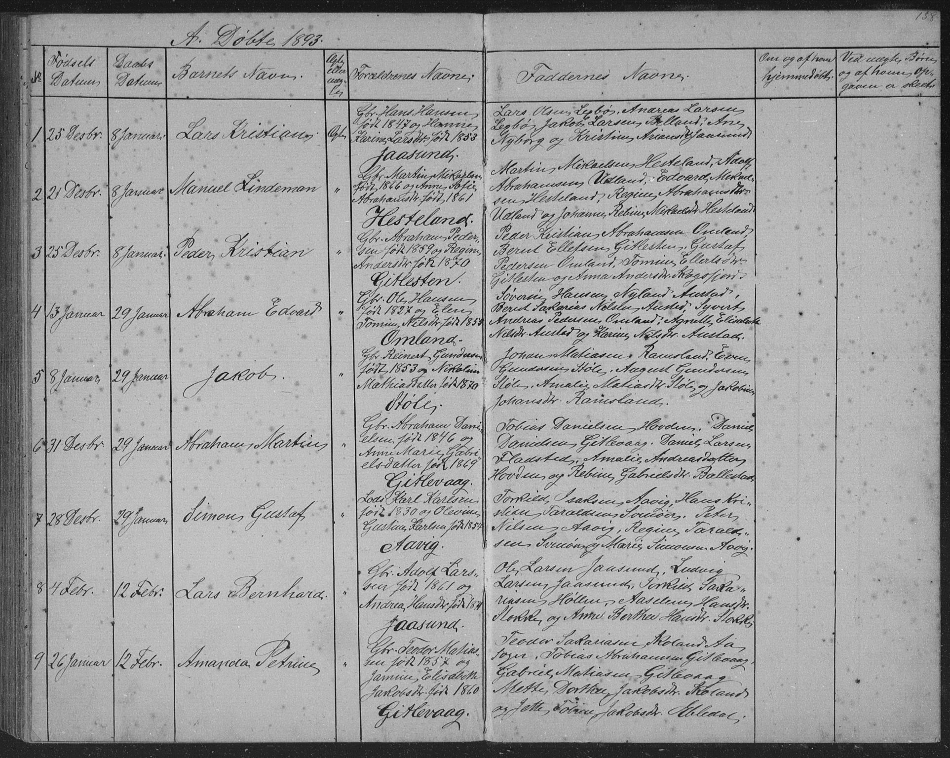 Sør-Audnedal sokneprestkontor, SAK/1111-0039/F/Fb/Fba/L0003: Parish register (copy) no. B 3, 1879-1893, p. 138