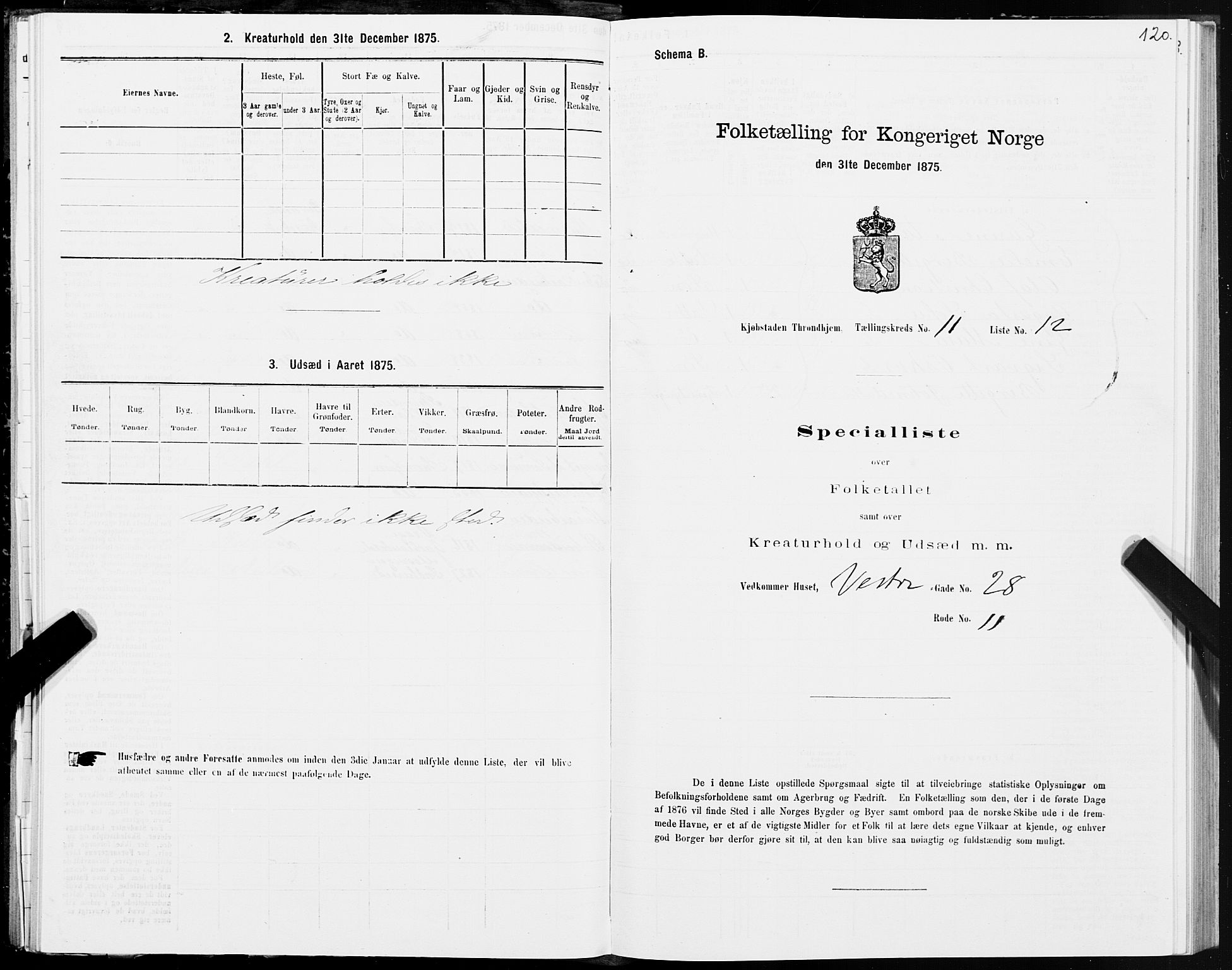 SAT, 1875 census for 1601 Trondheim, 1875, p. 6120