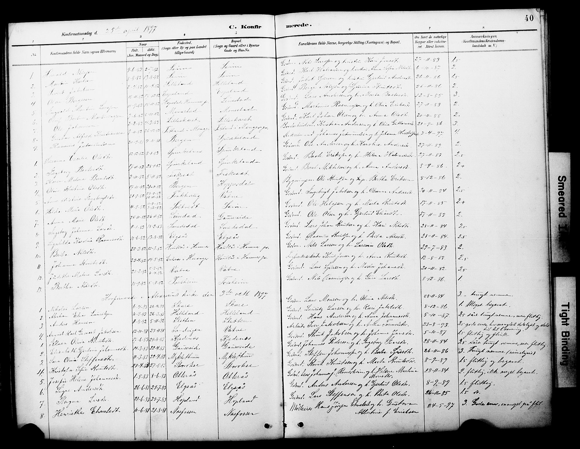 Alversund Sokneprestembete, AV/SAB-A-73901/H/Ha/Hab: Parish register (copy) no. D 3, 1890-1908, p. 40