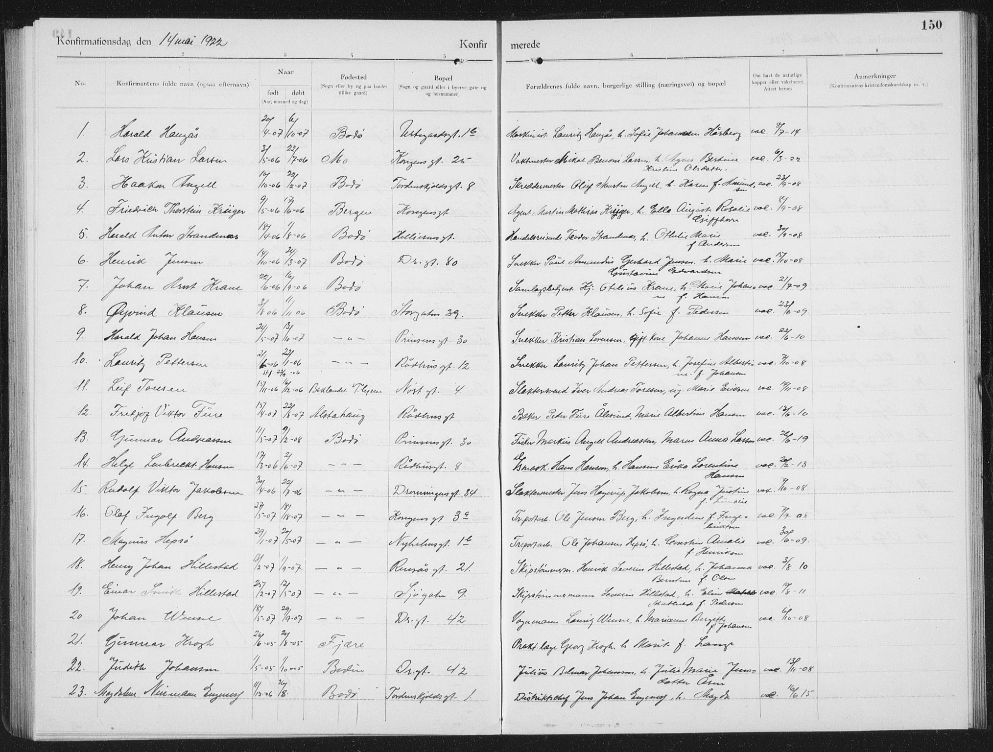 Ministerialprotokoller, klokkerbøker og fødselsregistre - Nordland, SAT/A-1459/801/L0037: Parish register (copy) no. 801C12, 1921-1937, p. 150