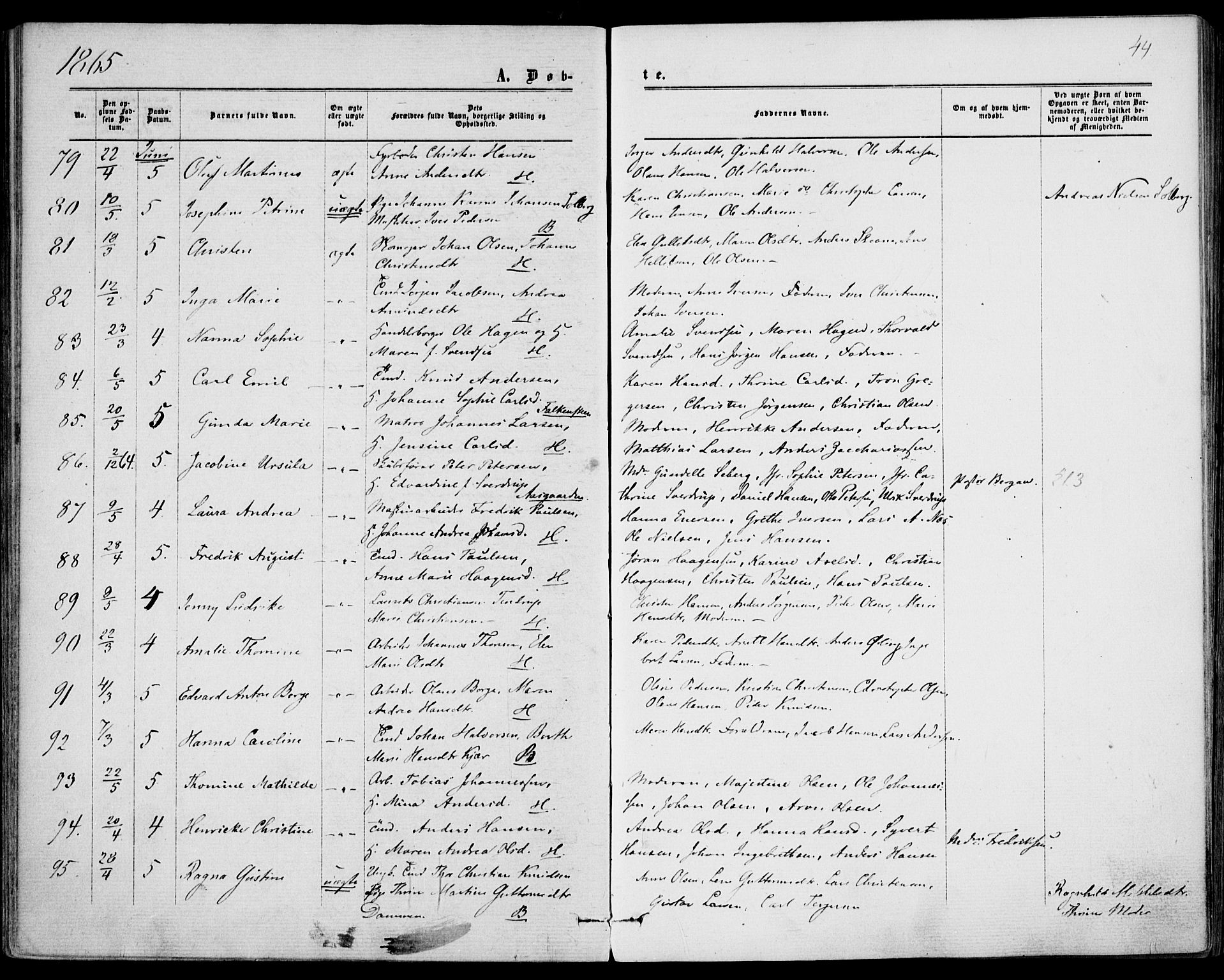 Borre kirkebøker, AV/SAKO-A-338/F/Fa/L0007: Parish register (official) no. I 7, 1862-1867, p. 44