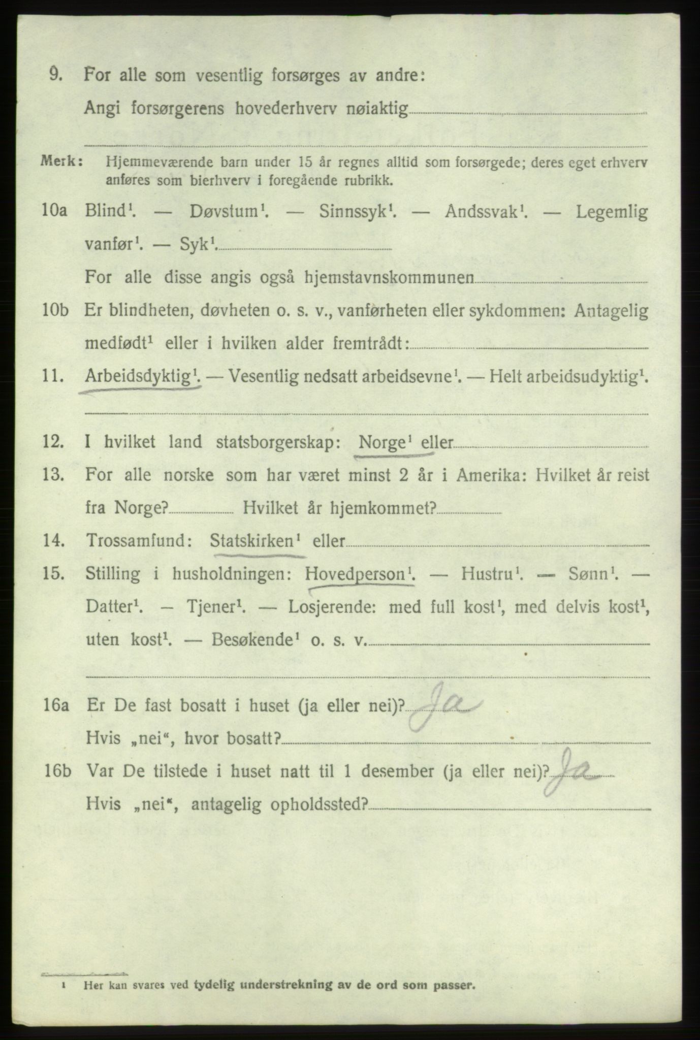 SAB, 1920 census for Bremnes, 1920, p. 7581