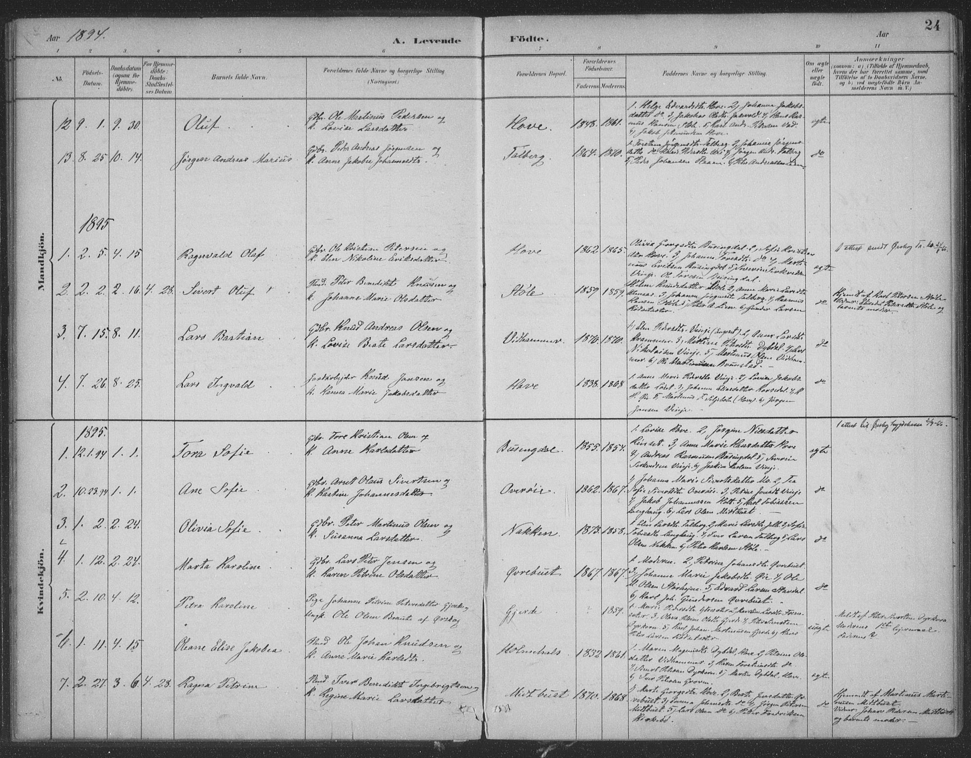 Ministerialprotokoller, klokkerbøker og fødselsregistre - Møre og Romsdal, SAT/A-1454/521/L0299: Parish register (official) no. 521A01, 1882-1907, p. 24