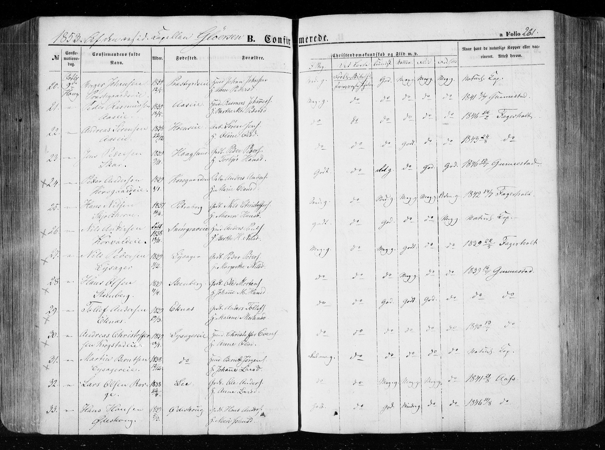 Eiker kirkebøker, SAKO/A-4/F/Fa/L0014: Parish register (official) no. I 14, 1846-1854, p. 261