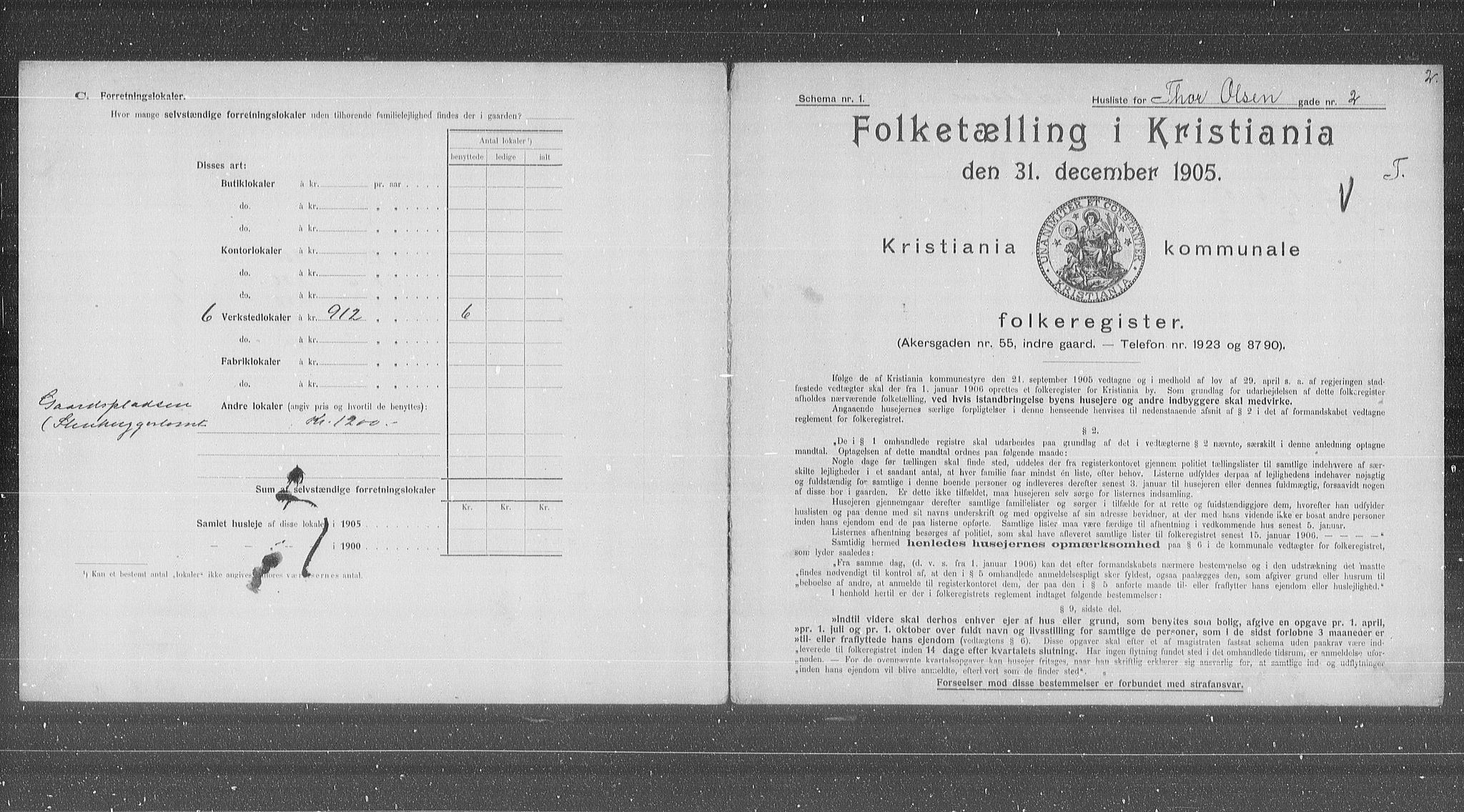 OBA, Municipal Census 1905 for Kristiania, 1905, p. 57203