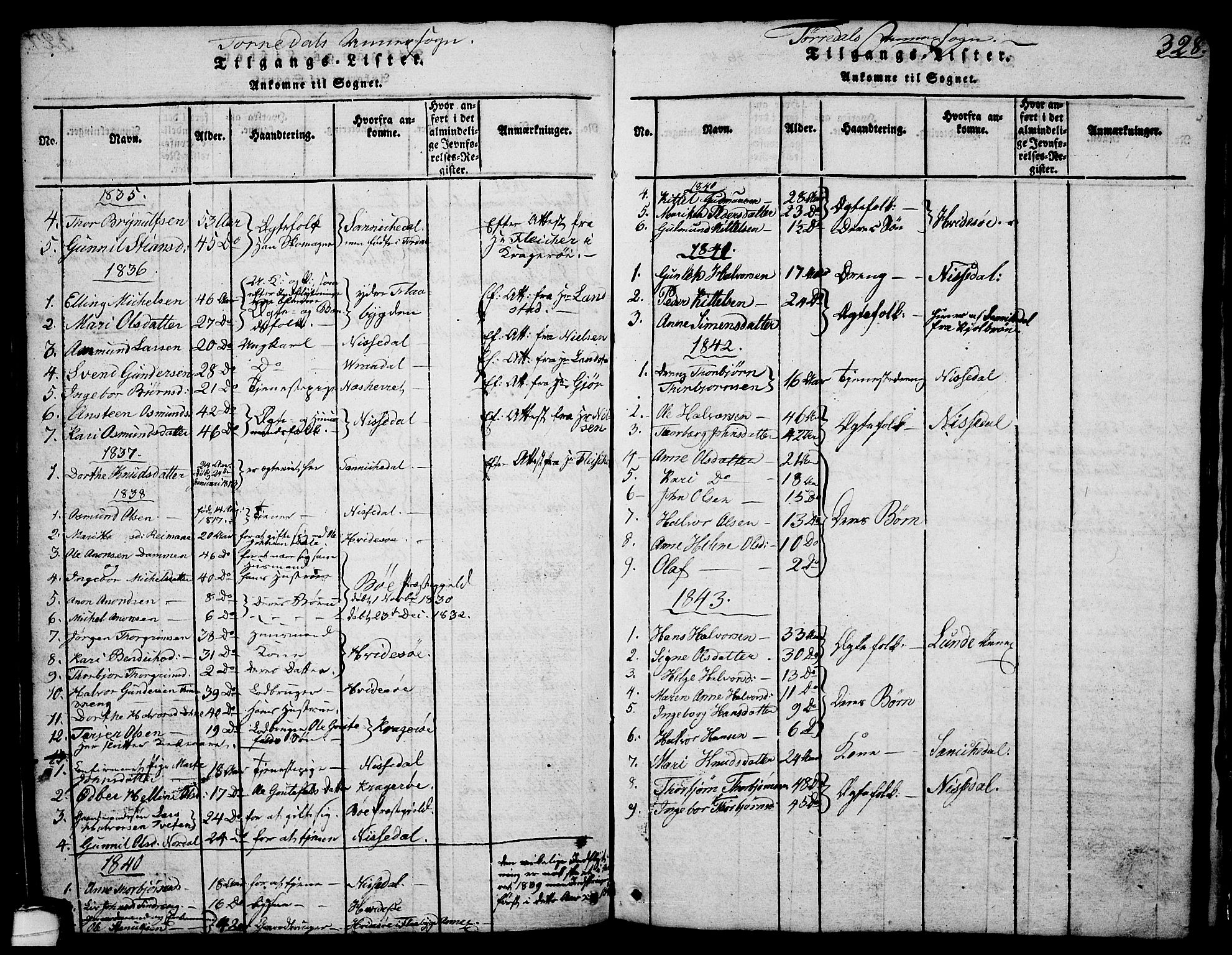 Drangedal kirkebøker, SAKO/A-258/G/Ga/L0001: Parish register (copy) no. I 1 /2, 1814-1856, p. 328