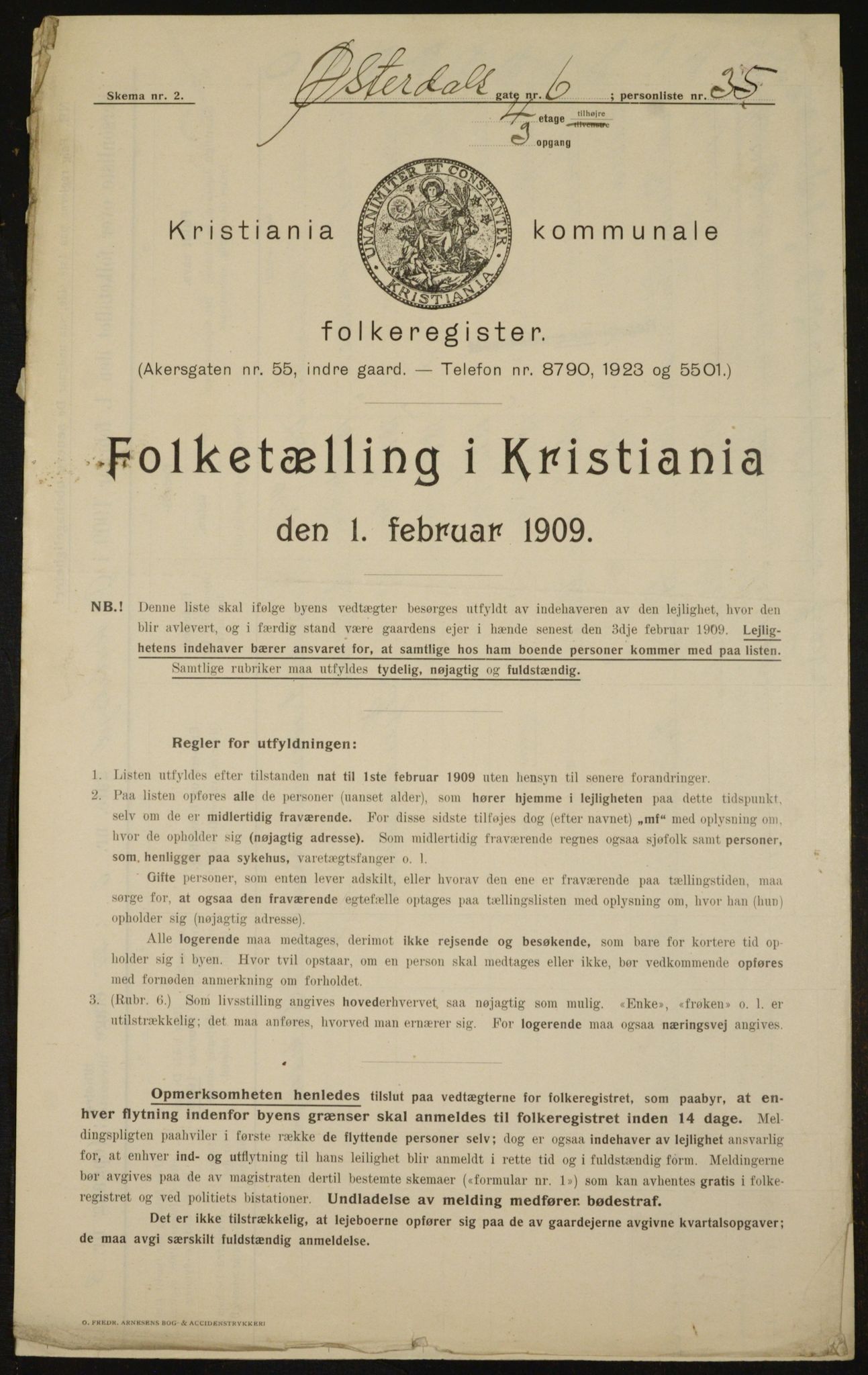 OBA, Municipal Census 1909 for Kristiania, 1909, p. 117218