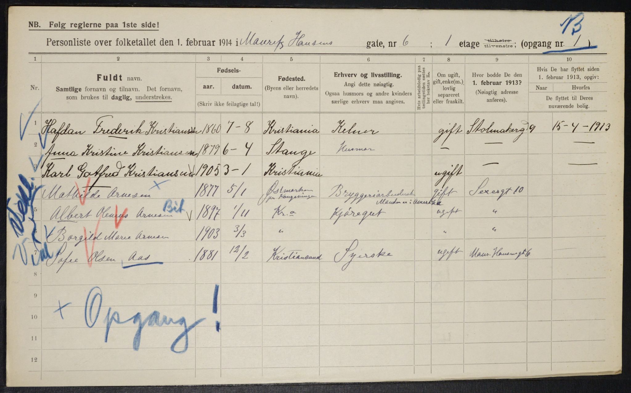 OBA, Municipal Census 1914 for Kristiania, 1914, p. 64977