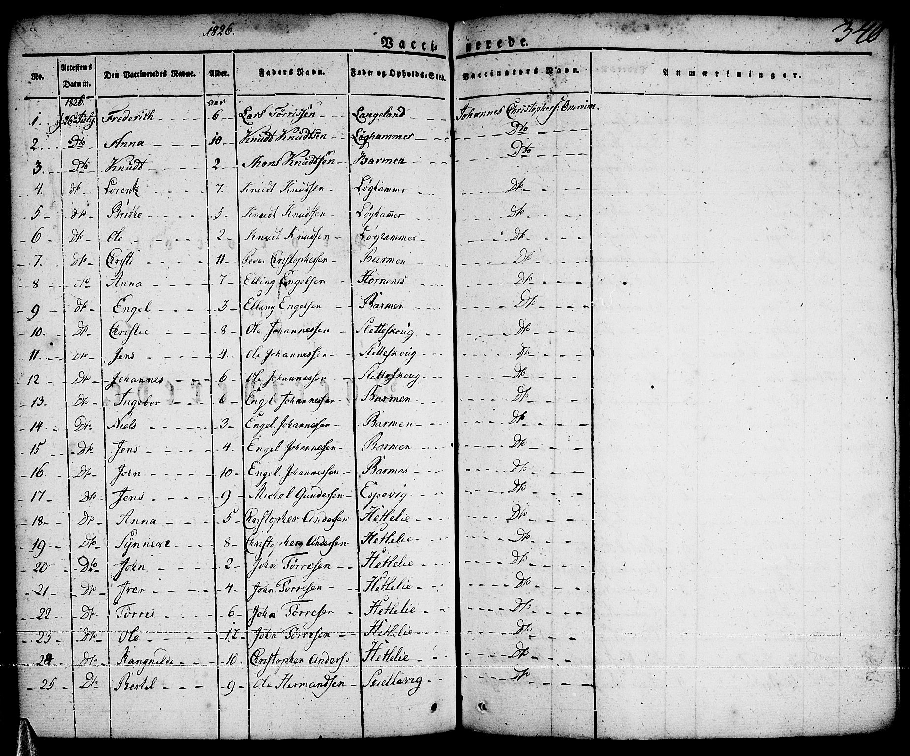 Tysnes sokneprestembete, AV/SAB-A-78601/H/Haa: Parish register (official) no. A 8, 1826-1837, p. 340