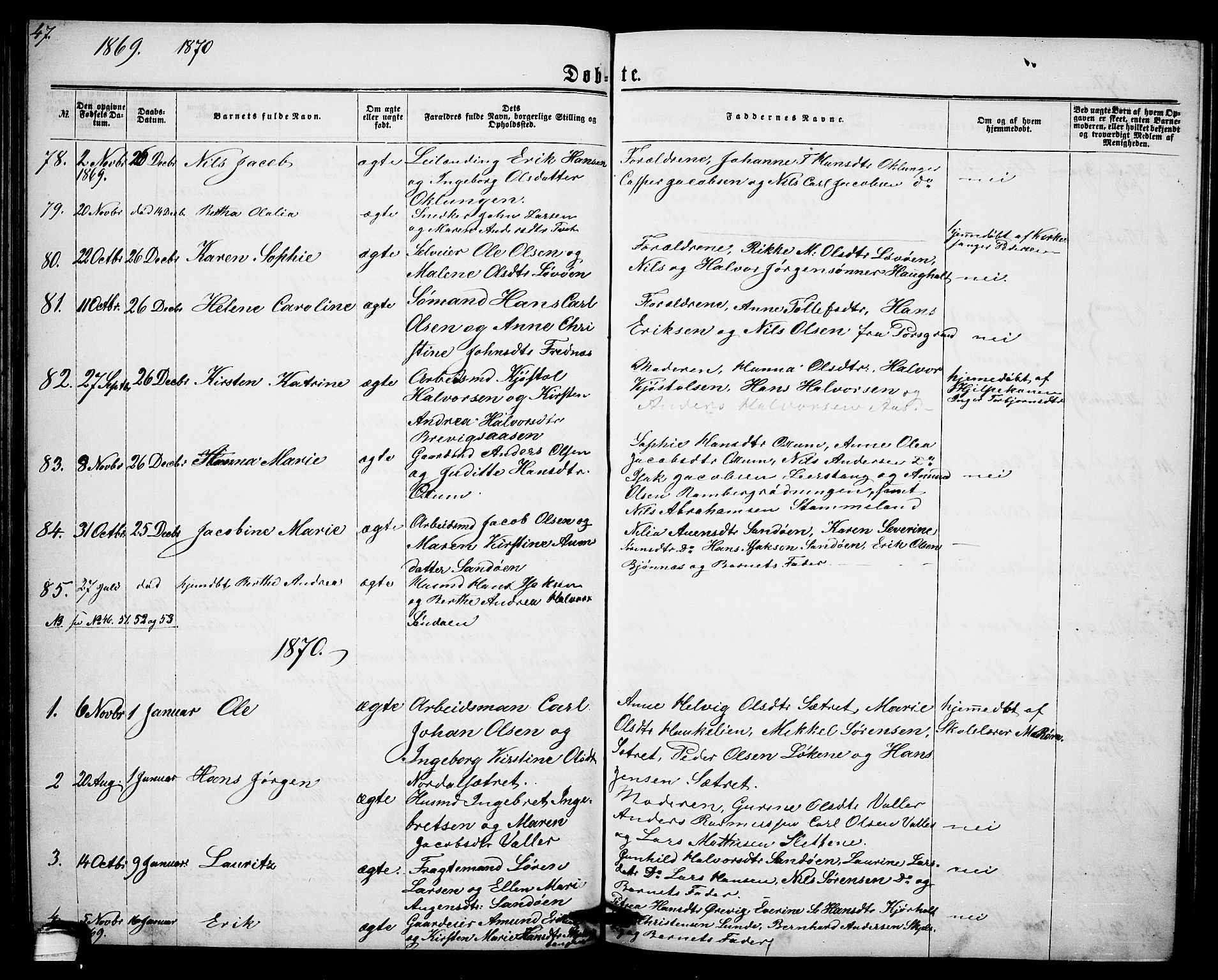 Eidanger kirkebøker, SAKO/A-261/G/Ga/L0001: Parish register (copy) no. 1, 1863-1878, p. 47